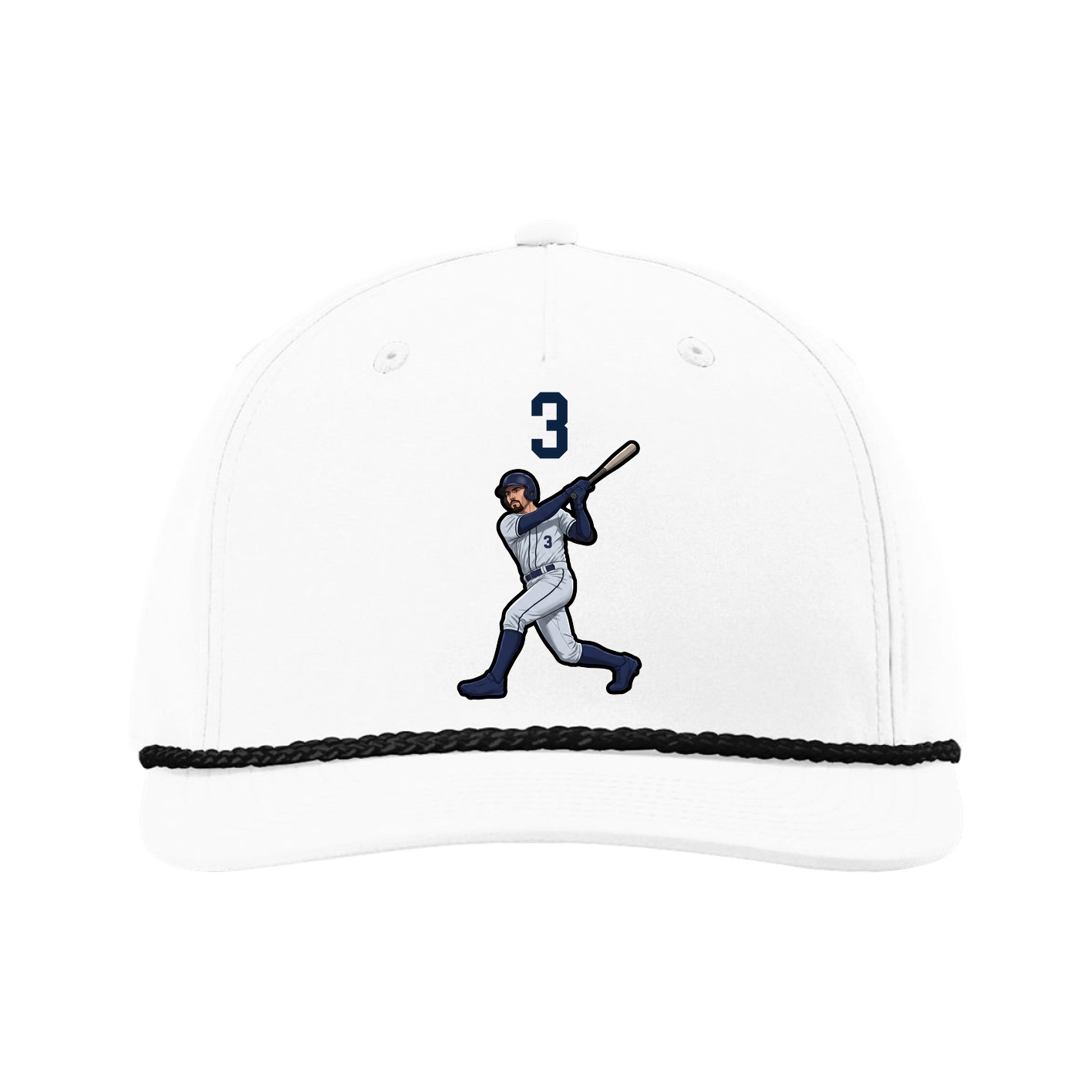 Five-Panel Classic Rope Cap — Number Top in White