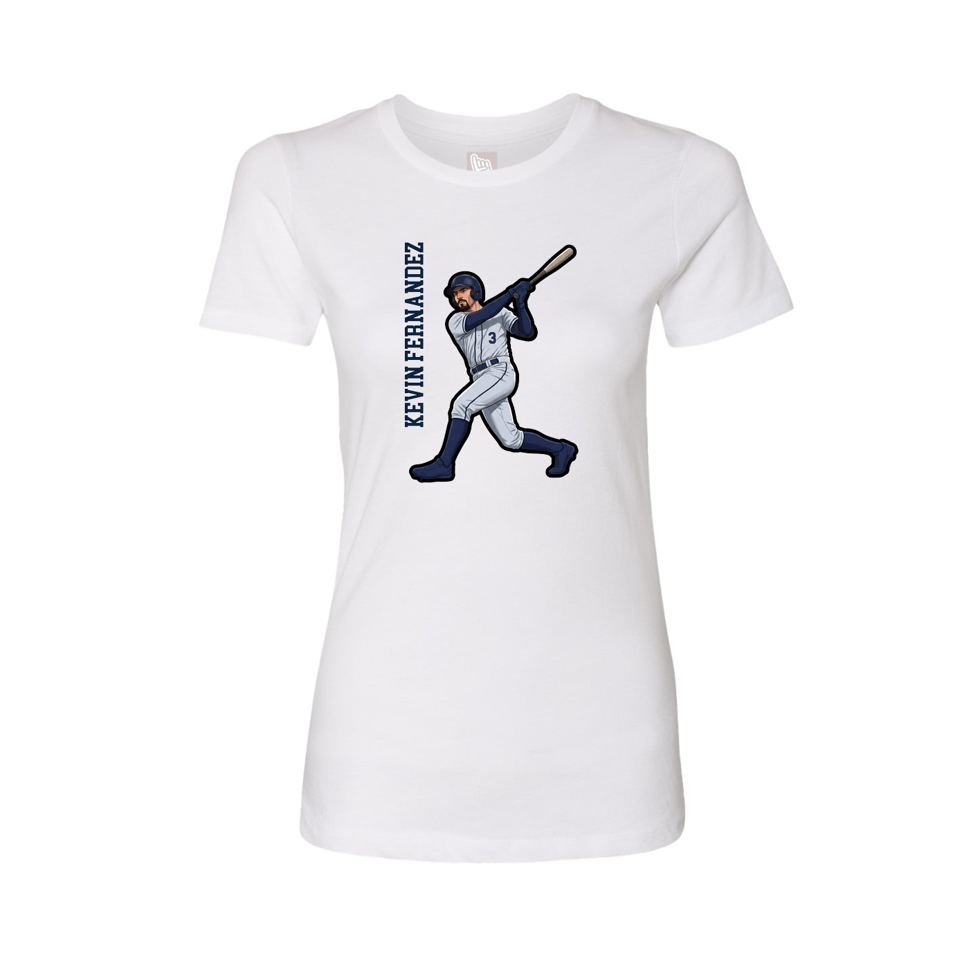 Fitted Women's Tee — Name Vertical in White