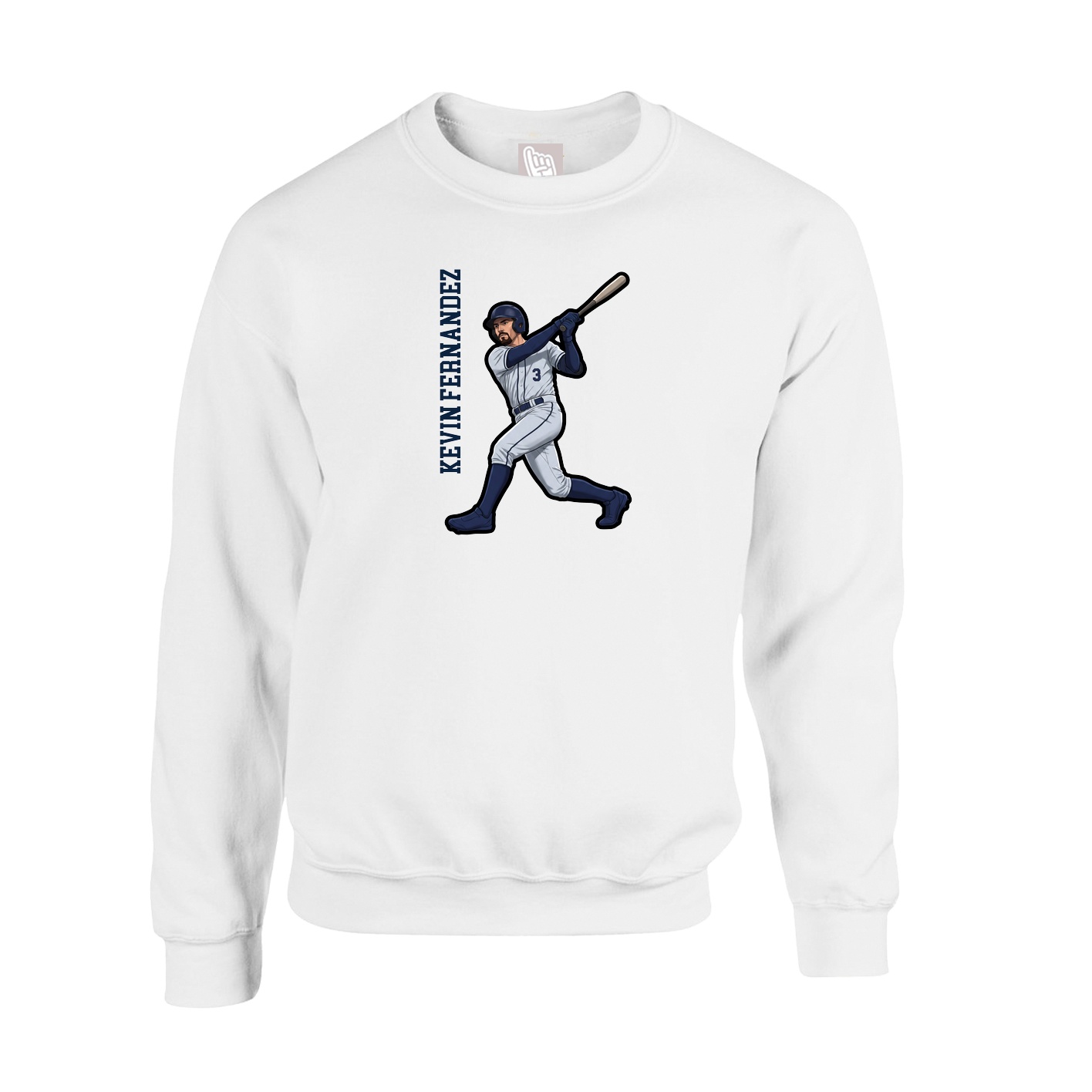 Fleece Crew — Name Vertical in White