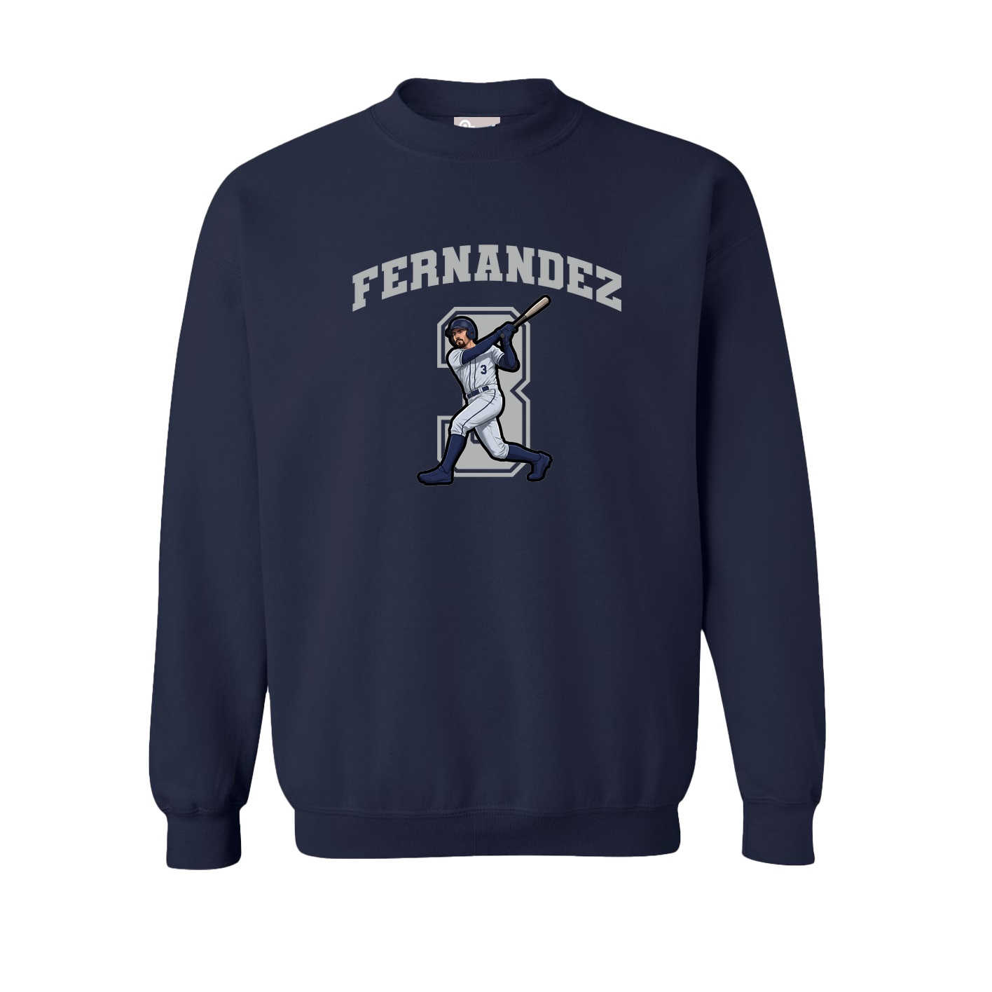 Fleece Crew — Number in Navy