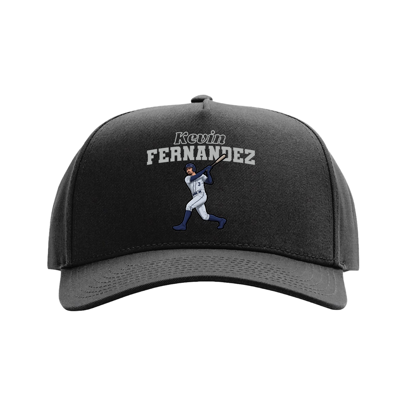 Full Fabric Five-Panel Champ Cap — Name Arch in Black