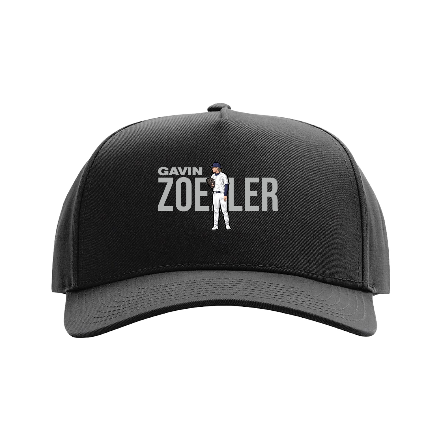 Full Fabric Five-Panel Champ Cap — Player Name in Black