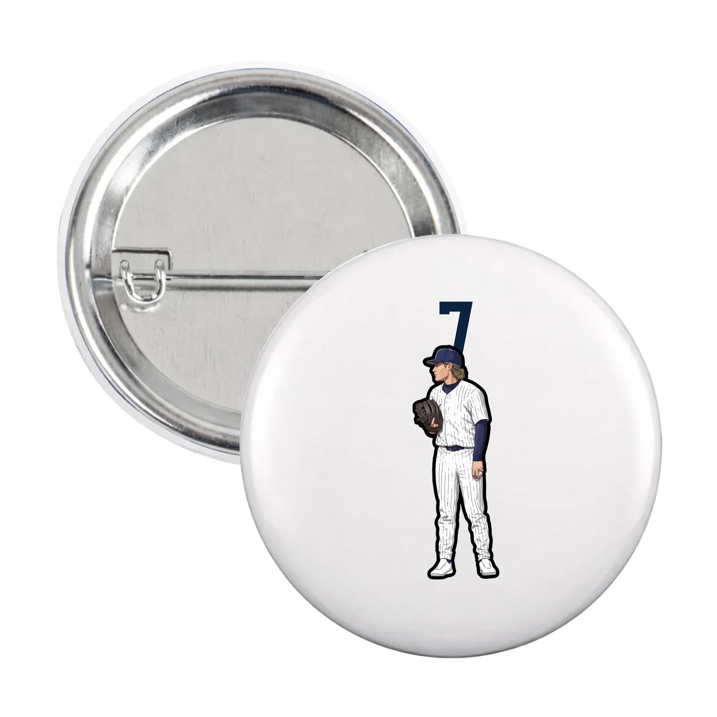 Game Day Button — Number Top in White