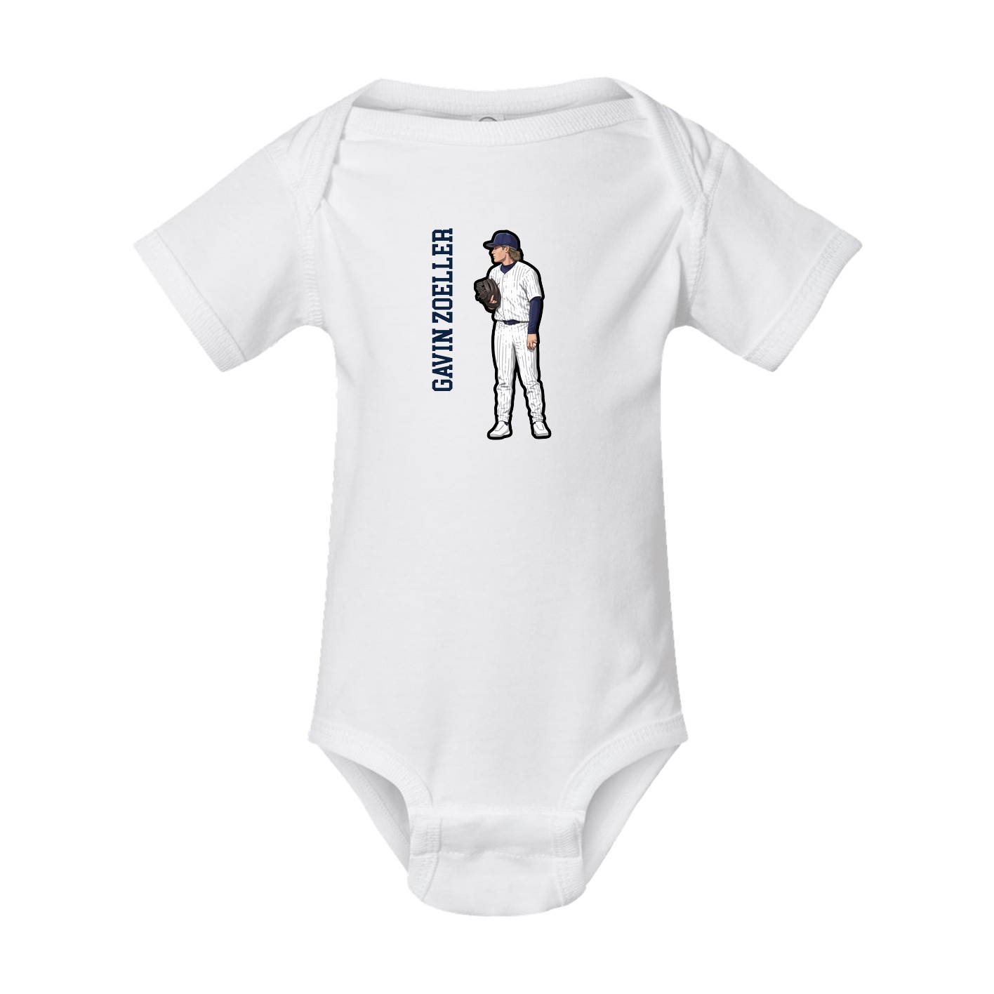 Baby Onesie — Name Vertical in White