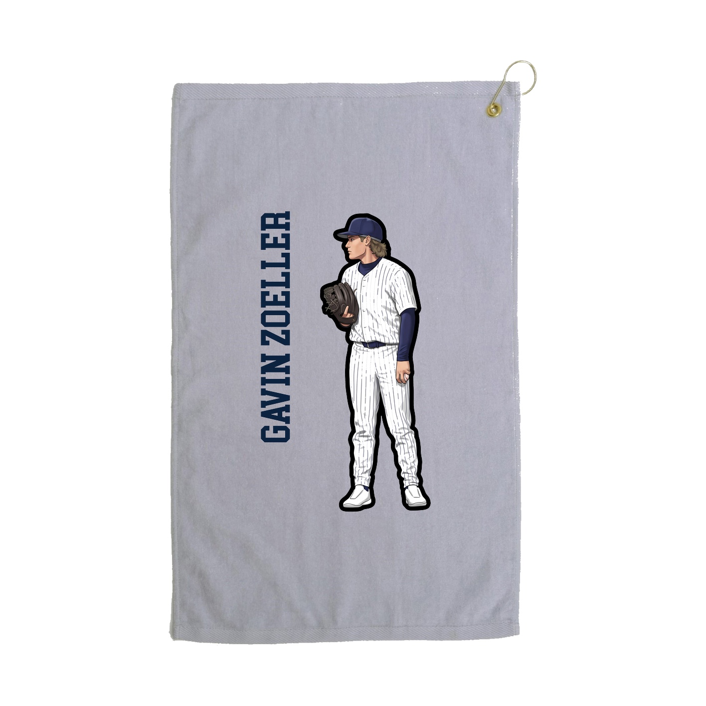 Golf Towel — Name Vertical in Grey