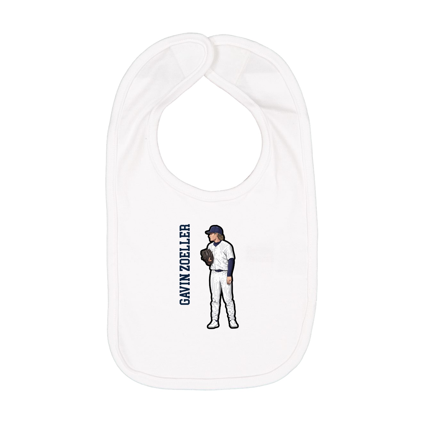 Infant Bib — Name Vertical in White