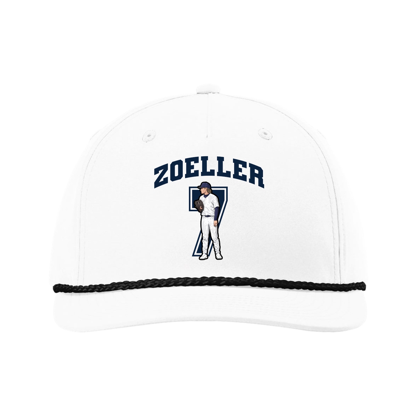 Five-Panel Classic Rope Cap — Number in White
