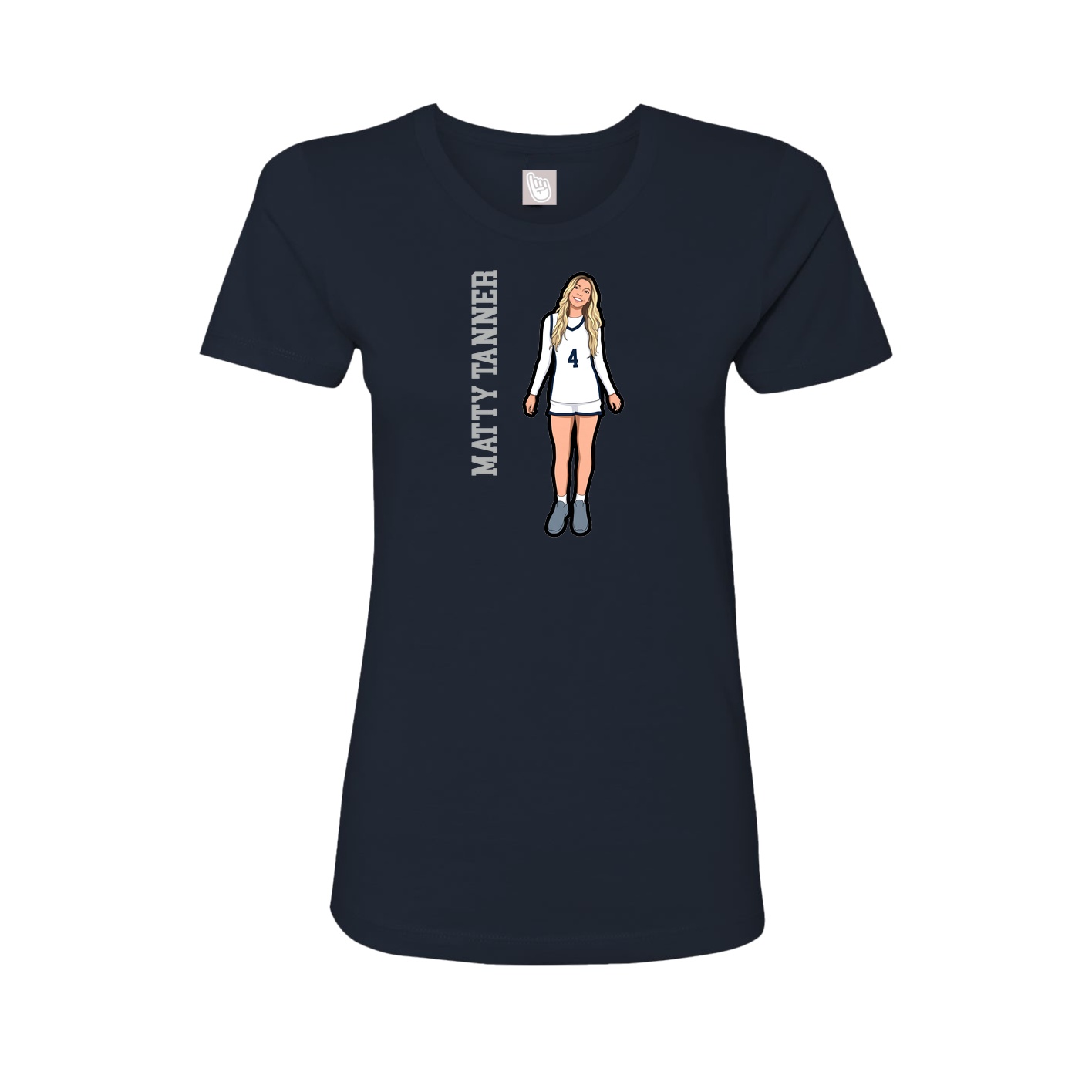 Fitted Women's Tee — Name Vertical in Navy