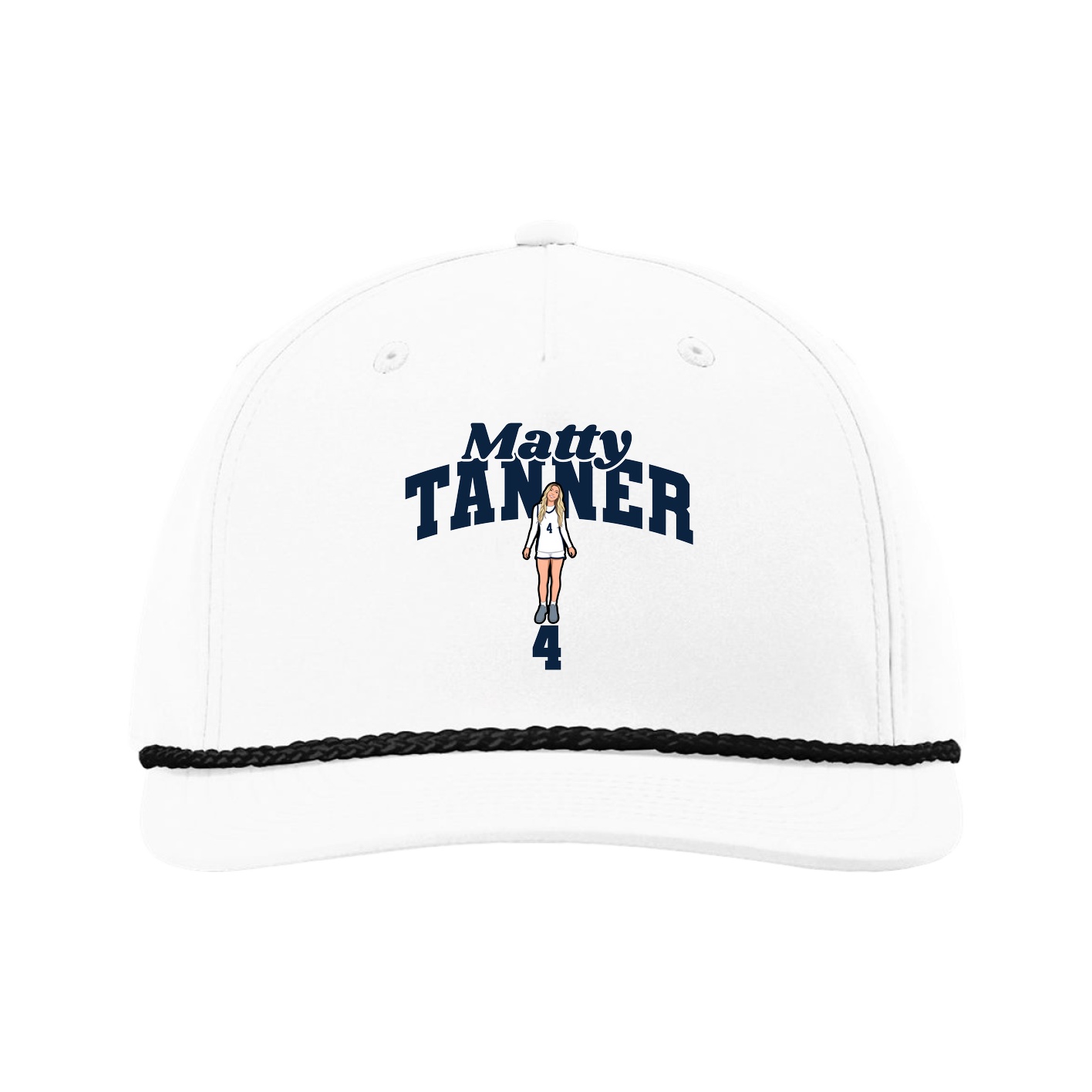 Five-Panel Classic Rope Cap — Signature Arch in White