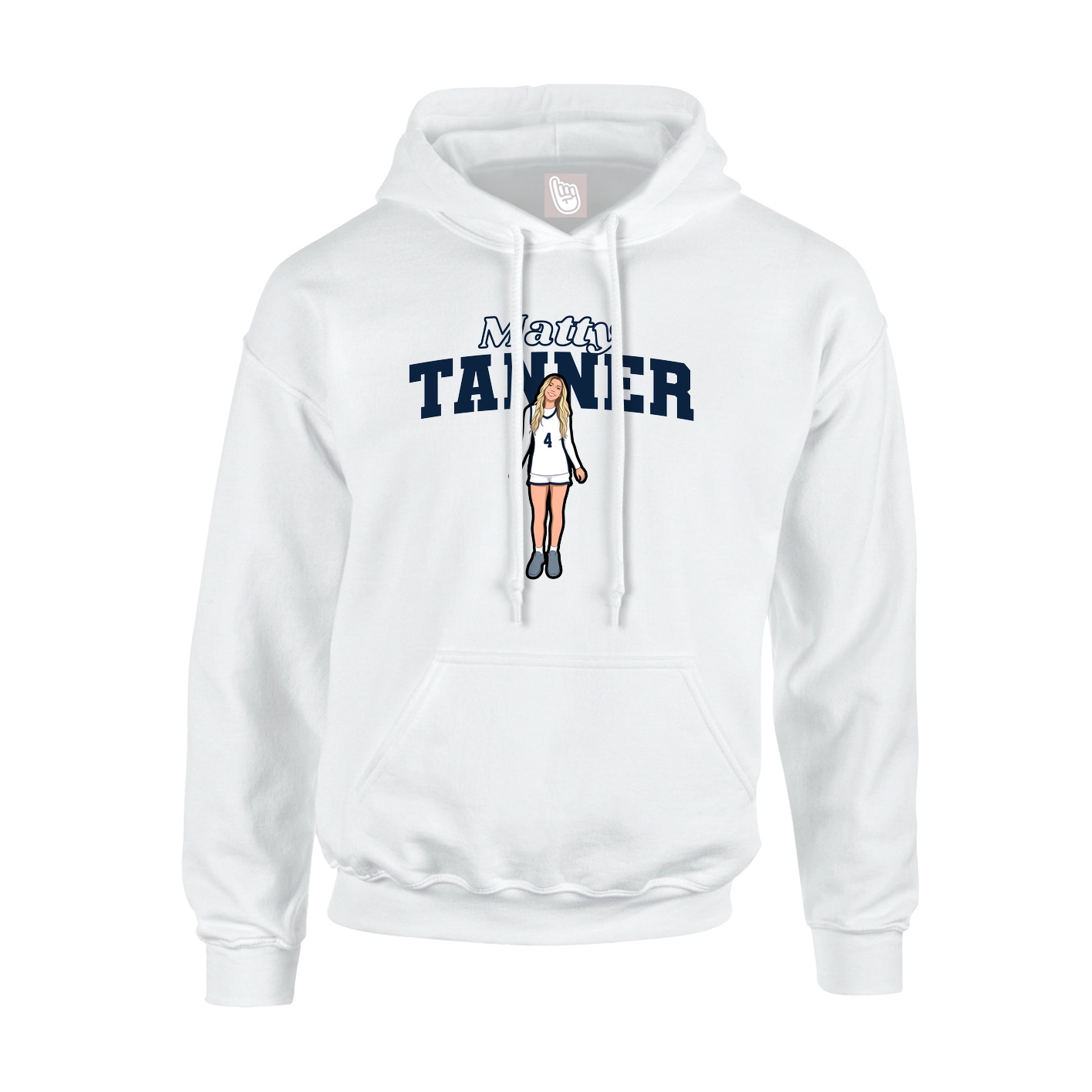 Youth Hoodie — Name Arch in White