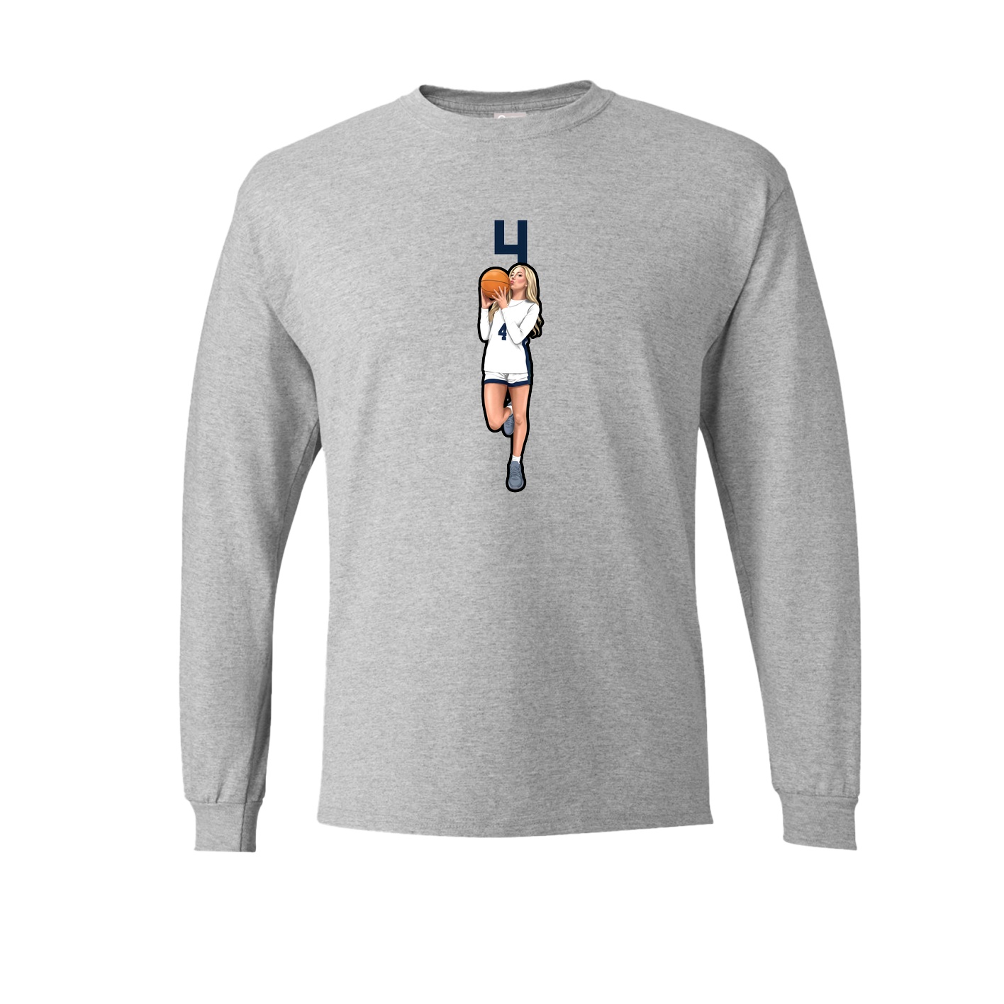 Long Sleeve Tee — Number Top in Grey