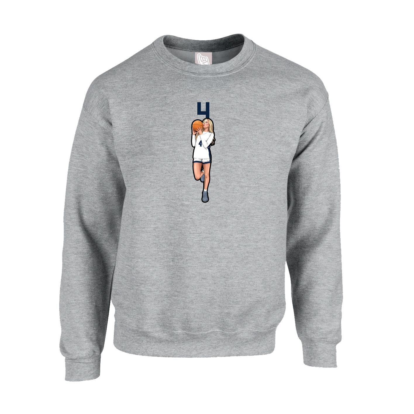 Fleece Crew — Number Top in Grey