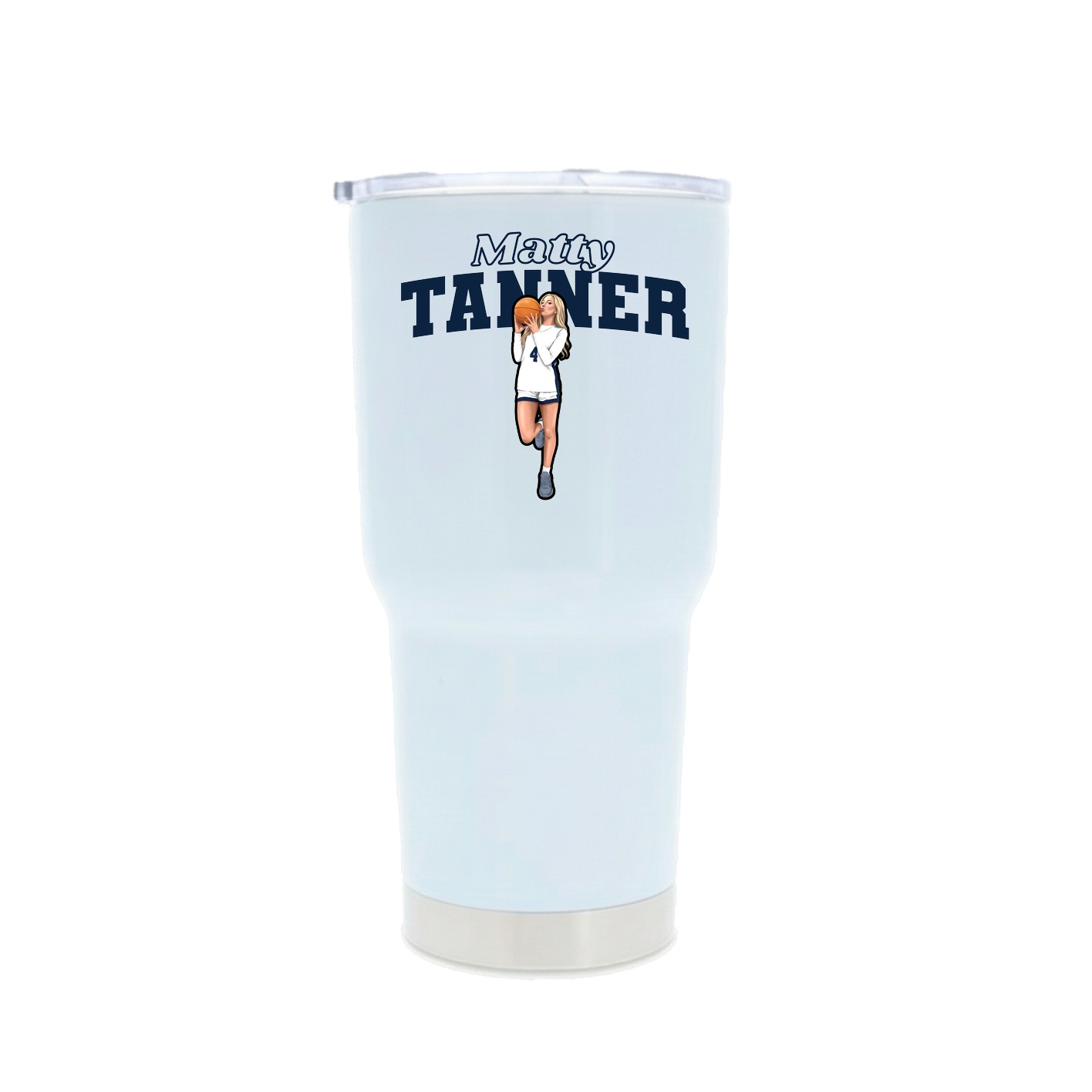 30oz Stainless Steel Tumbler — Name Arch in White