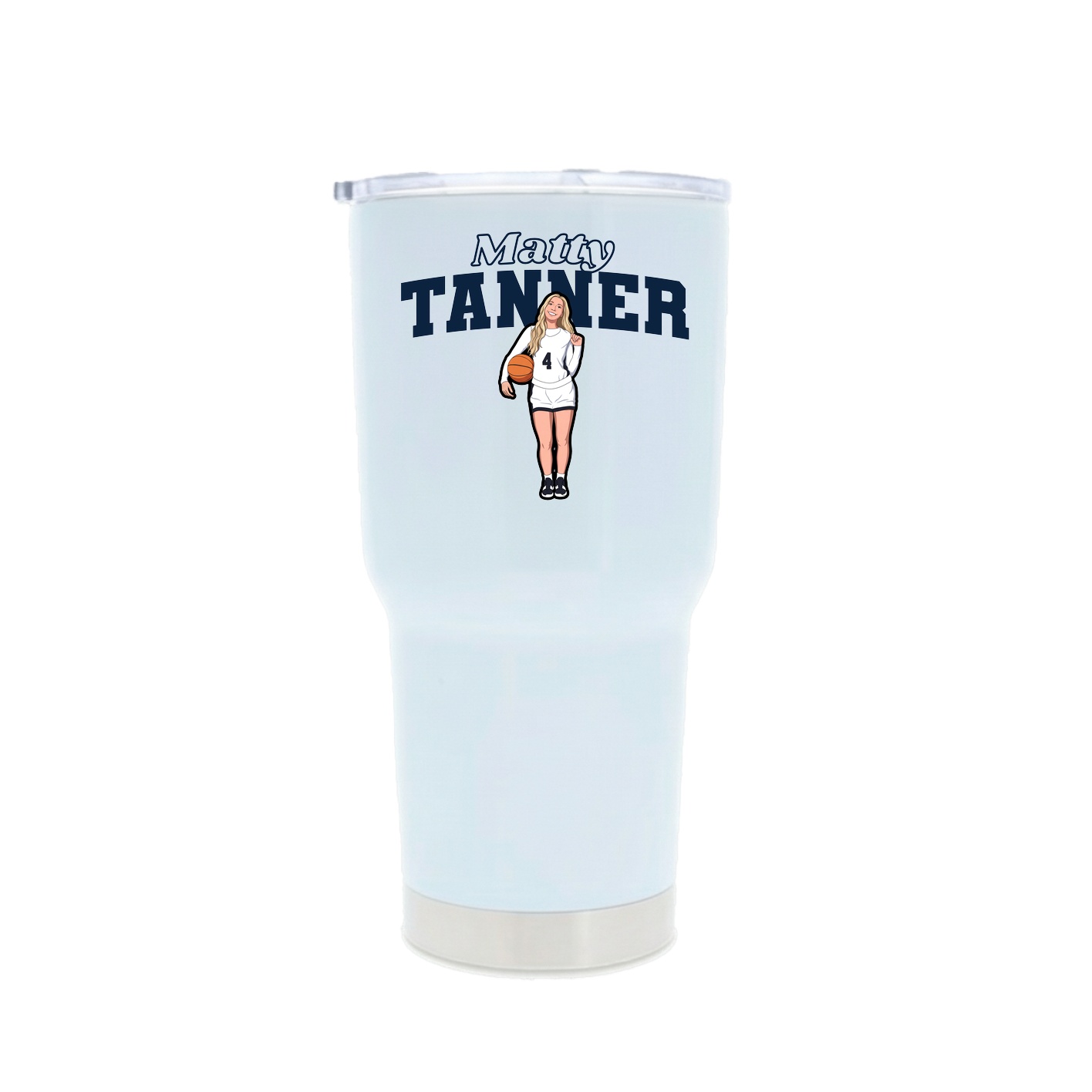 30oz Stainless Steel Tumbler — Name Arch in White