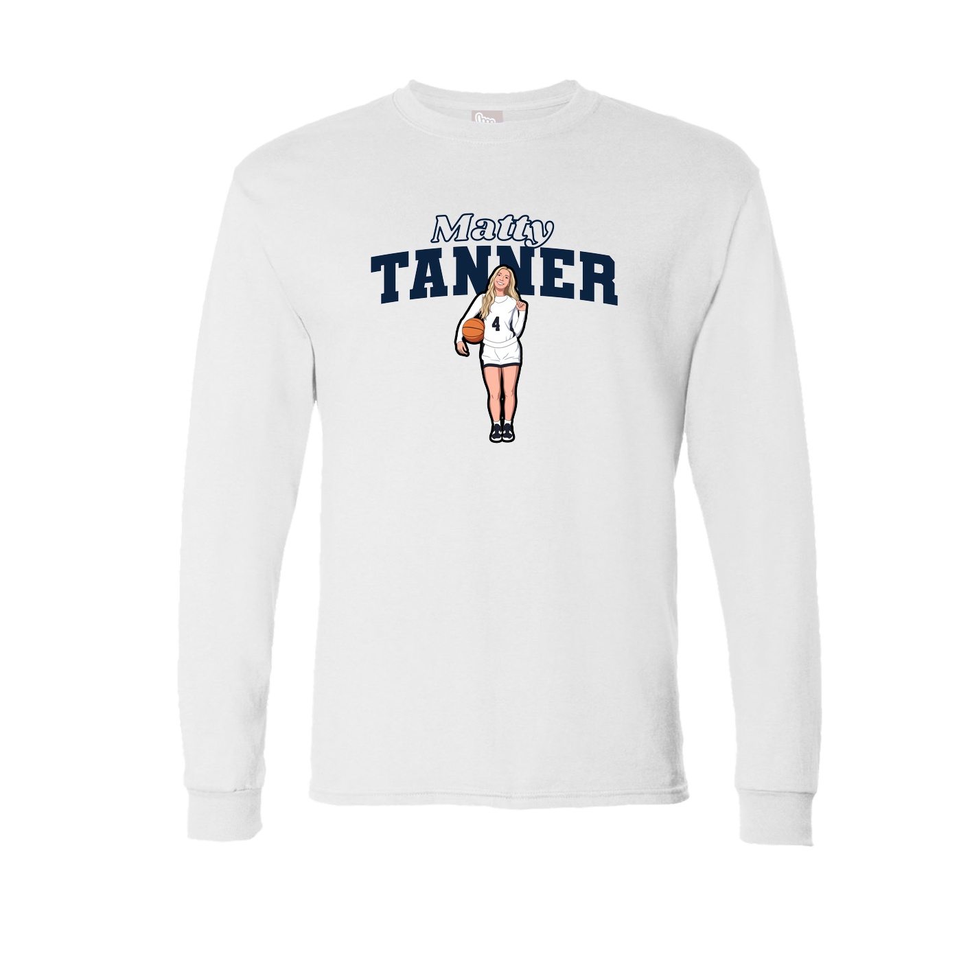 Long Sleeve Tee — Name Arch in White