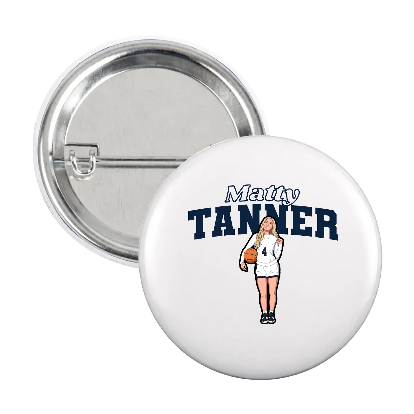 Game Day Button — Name Arch in White
