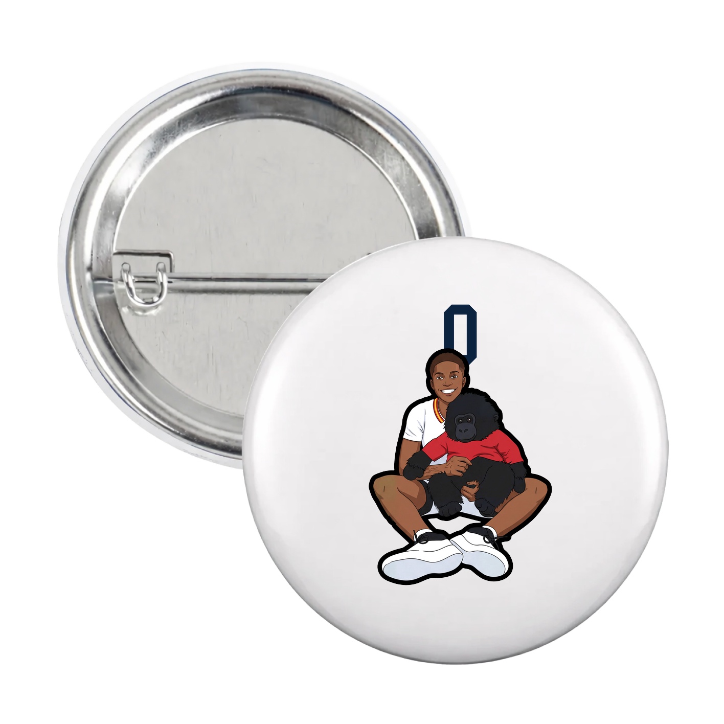 Game Day Button — Number Top in White