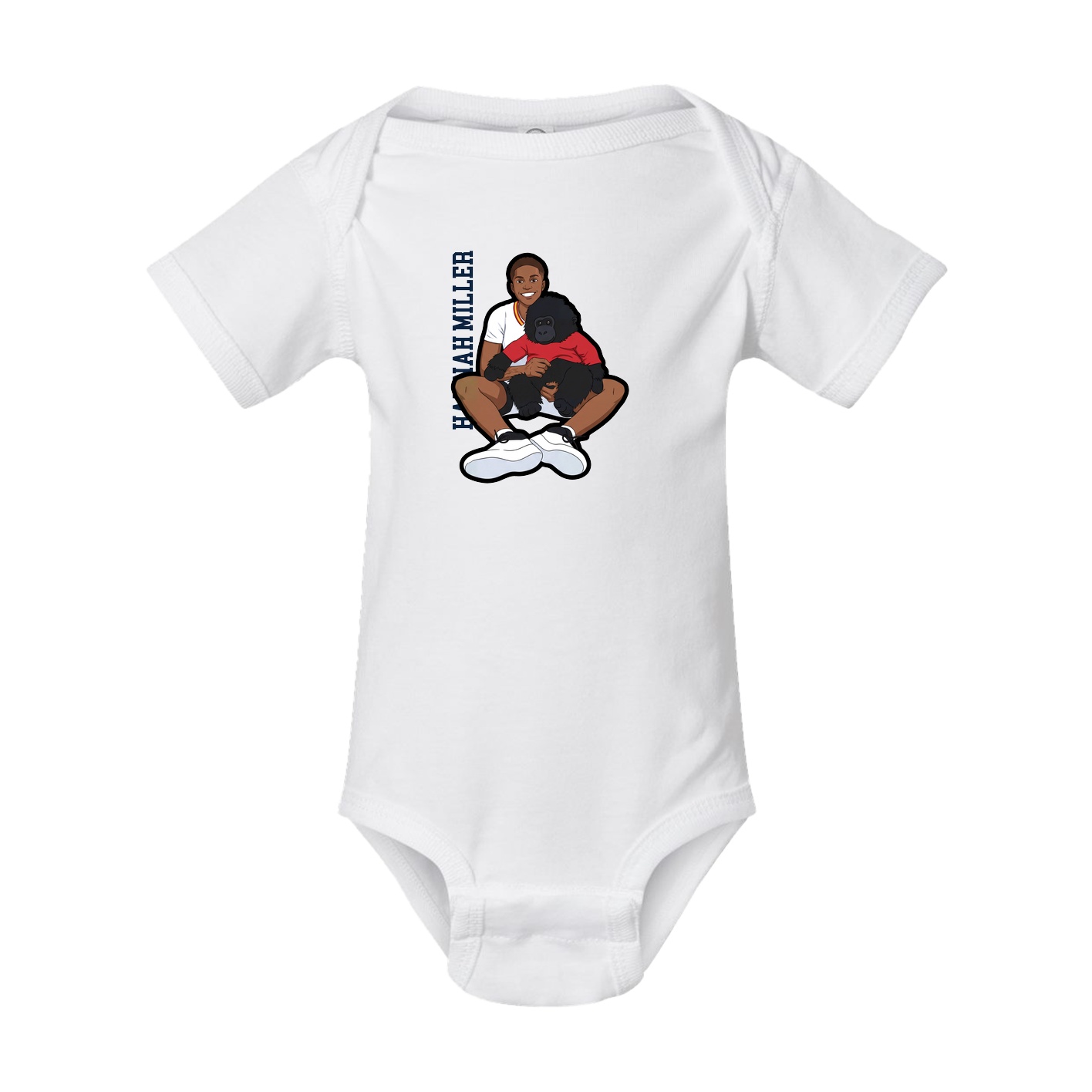 Baby Onesie — Name Vertical in White
