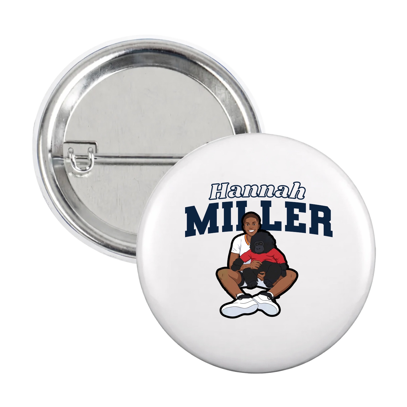 Game Day Button — Name Arch in White