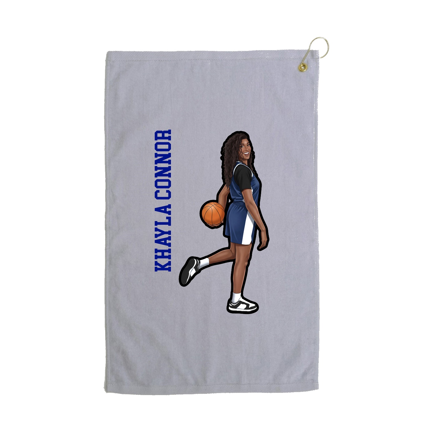 Golf Towel — Name Vertical in Grey