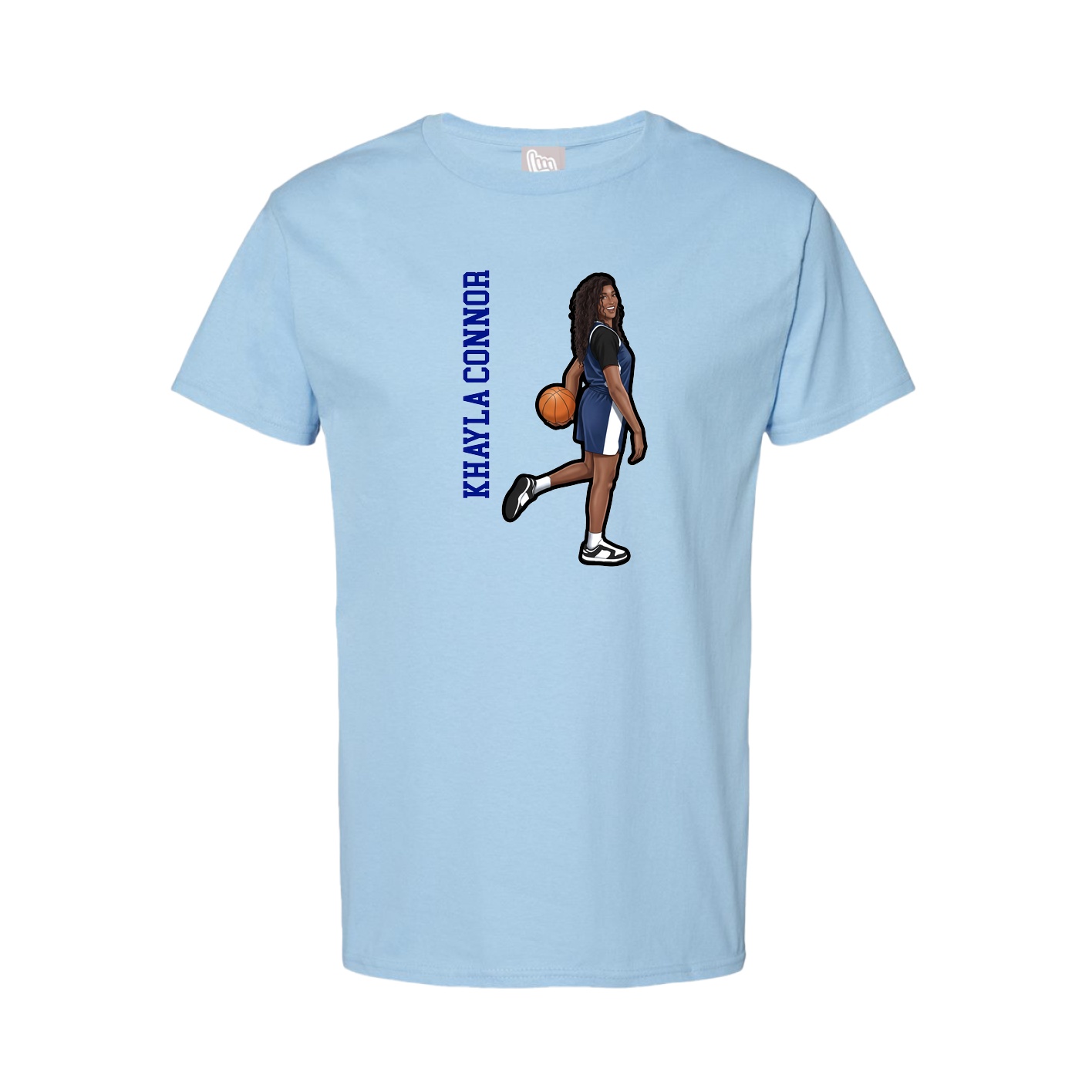 Tee — Name Vertical in Light Blue