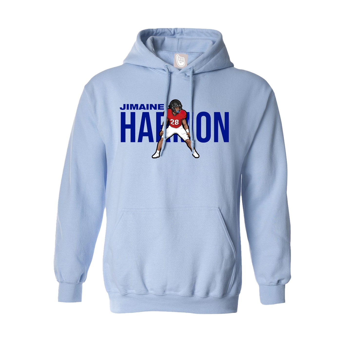 Hoodie — Player Name in Light Blue