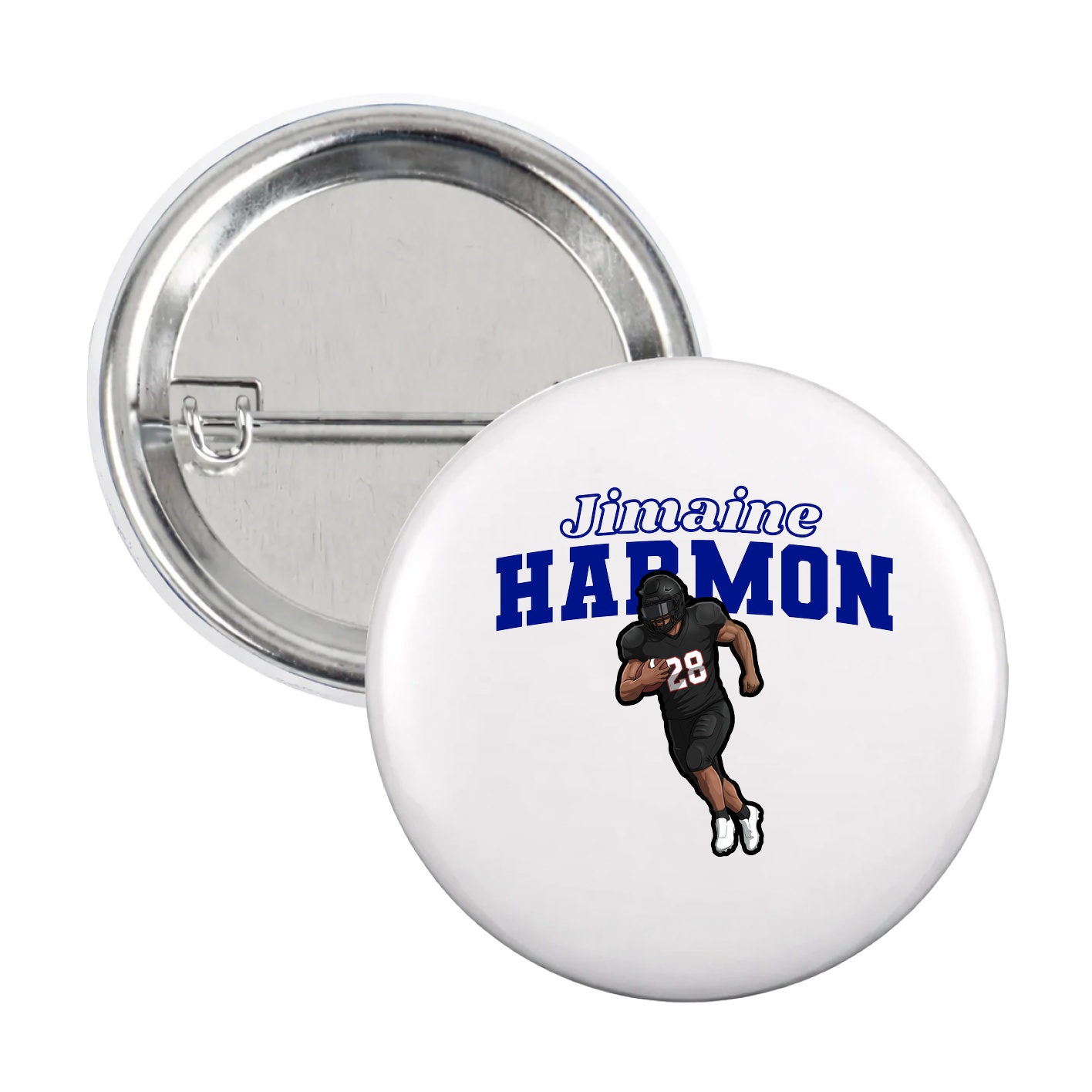 Game Day Button — Name Arch in White