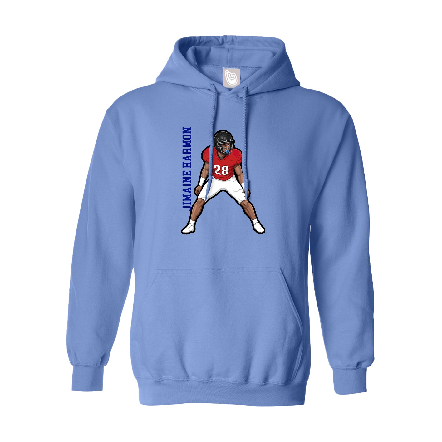 Youth Hoodie — Name Vertical in Powder Blue