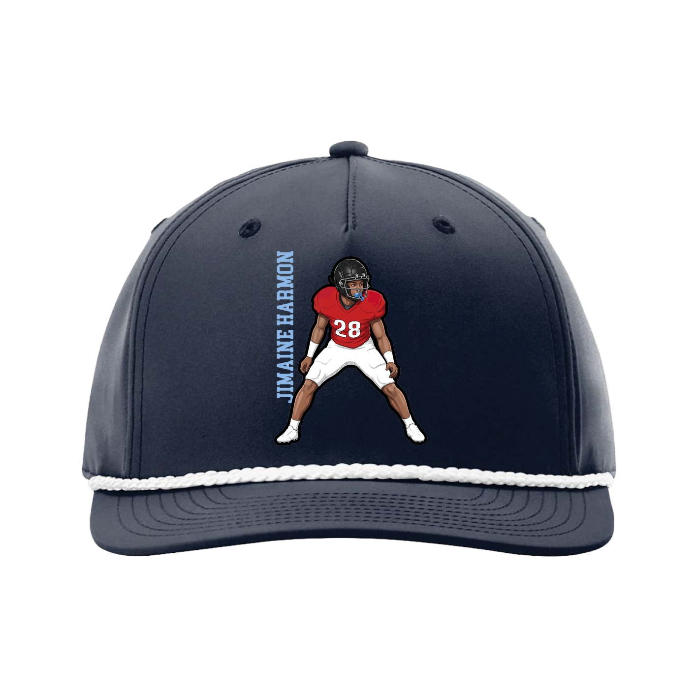 Five-Panel Classic Rope Cap — Name Vertical in Navy