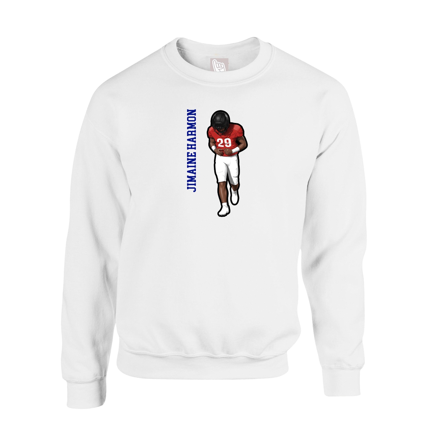 Fleece Crew — Name Vertical in White