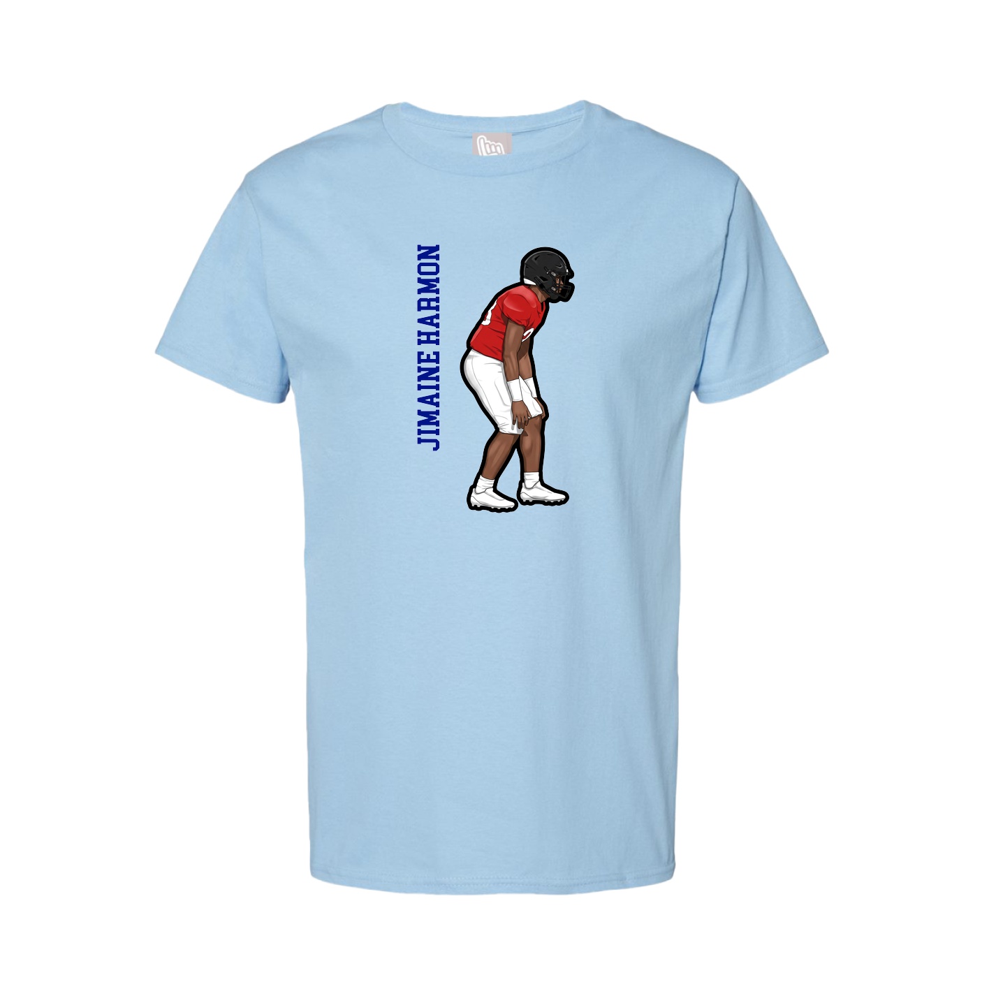 Tee — Name Vertical in Light Blue
