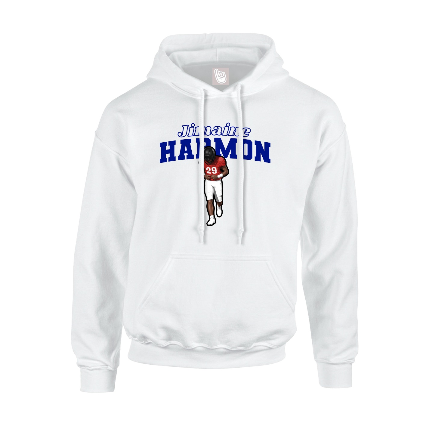 Youth Hoodie — Name Arch in White
