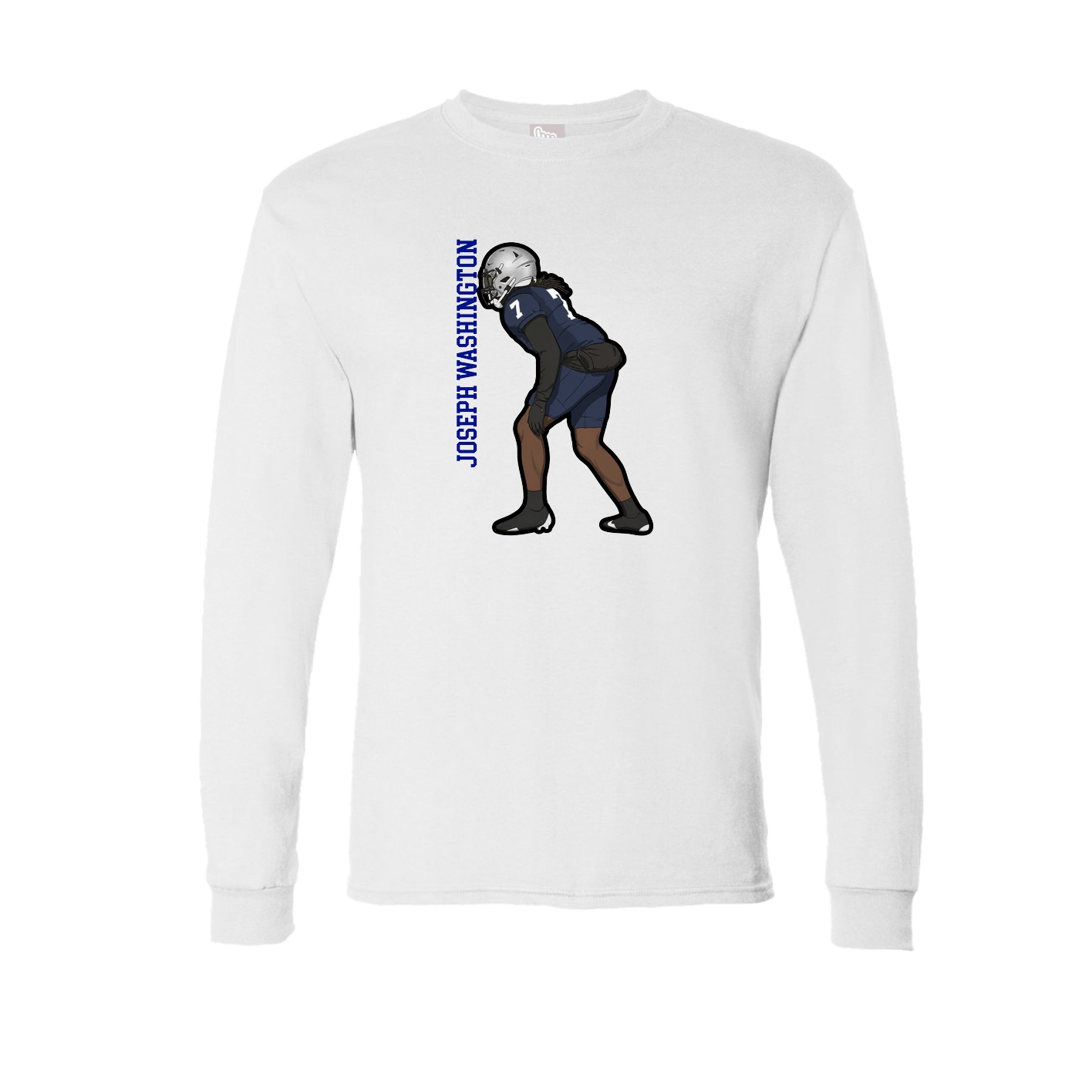 Long Sleeve Tee — Name Vertical in White