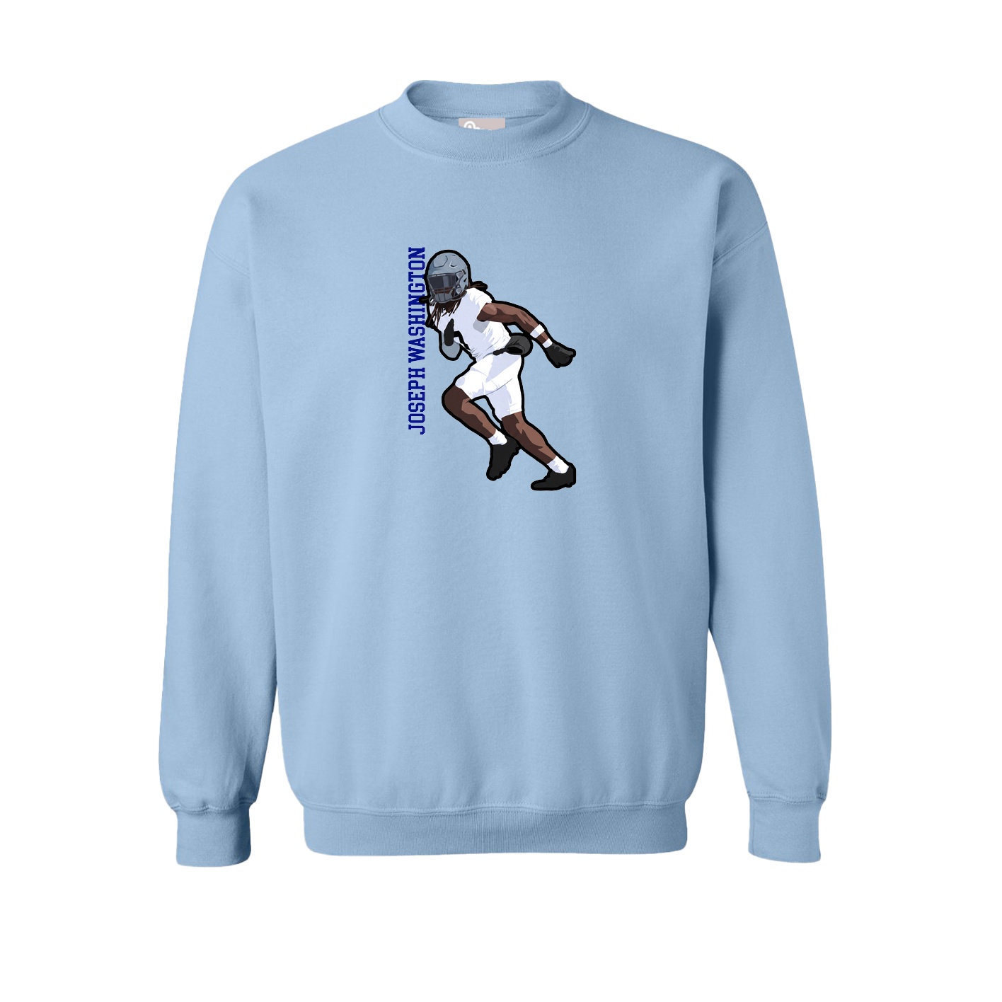 Fleece Crew — Name Vertical in Light Blue