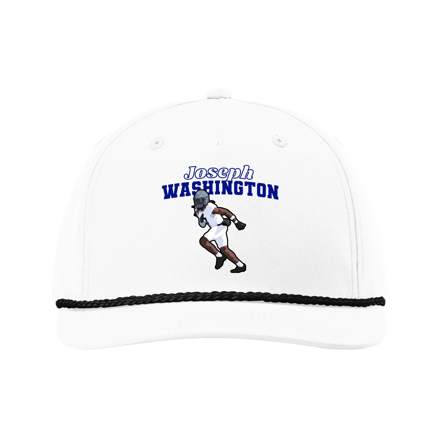 Five-Panel Classic Rope Cap — Name Arch in White