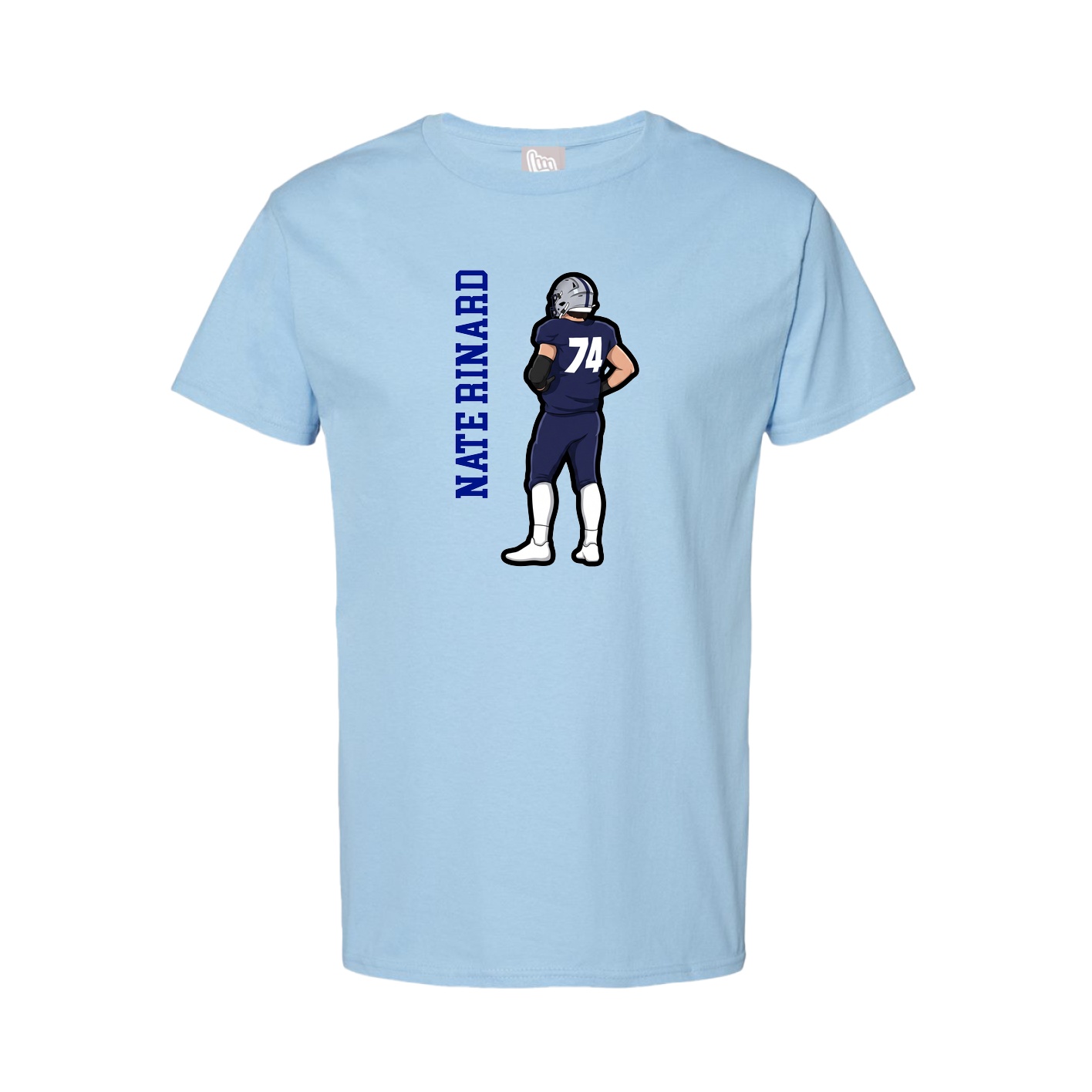 Youth Tee — Name Vertical in Light Blue