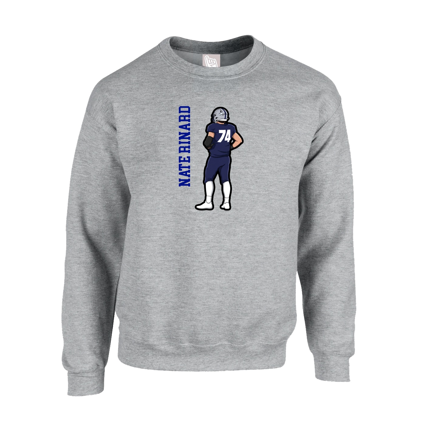 Fleece Crew — Name Vertical in Grey