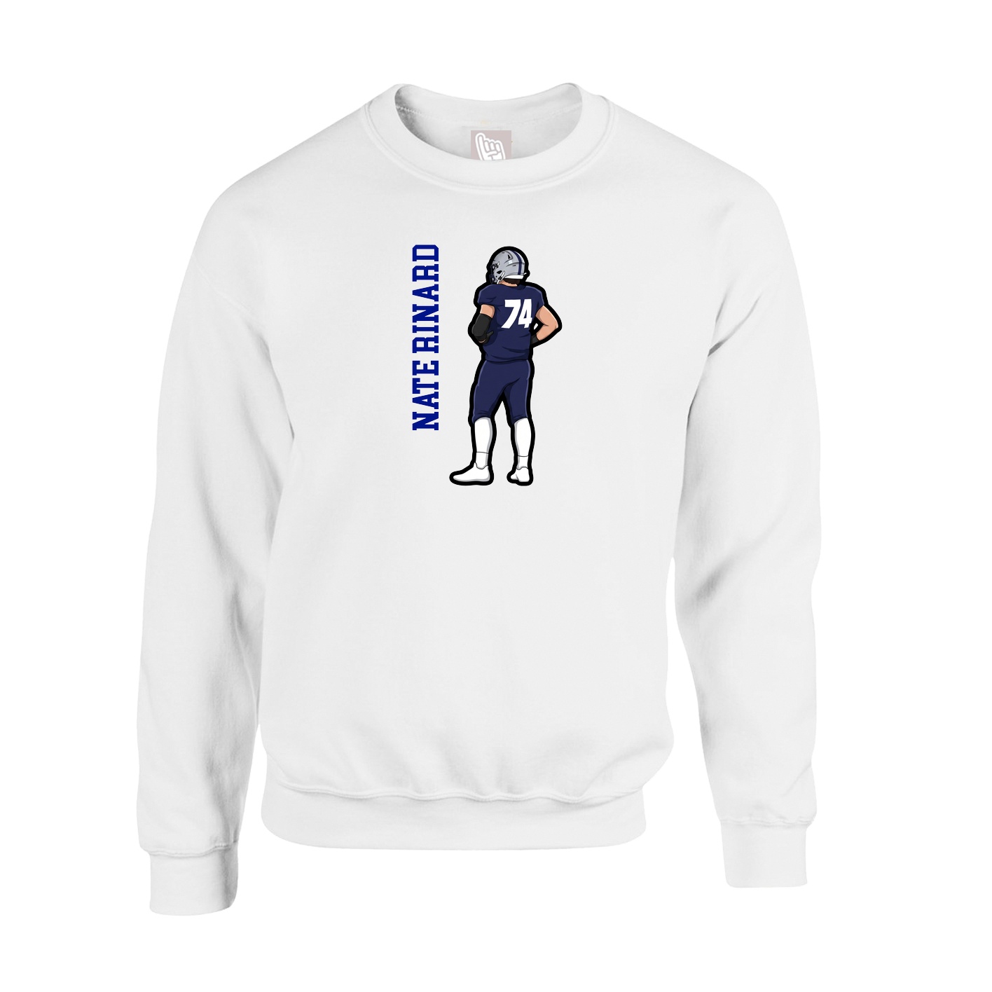 Fleece Crew — Name Vertical in White