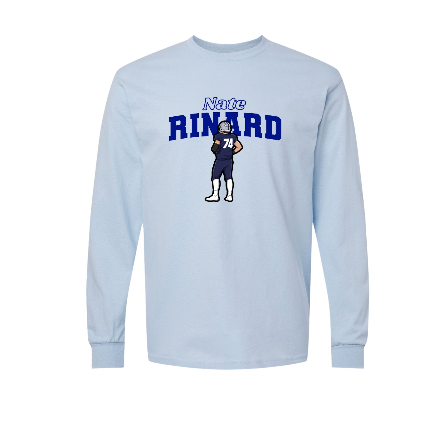 Long Sleeve Tee — Name Arch in Light Blue