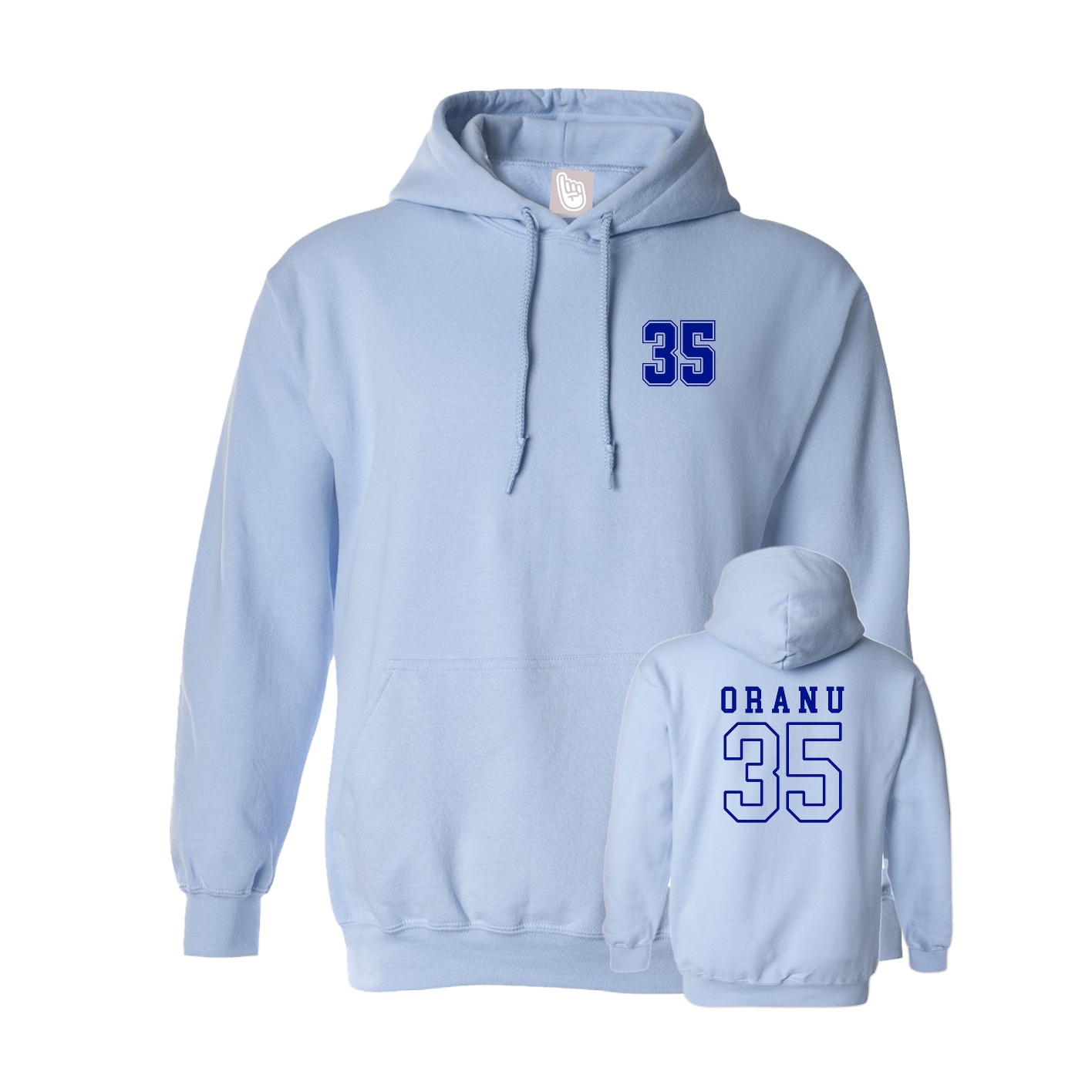 Hoodie — Chest Back in Light Blue