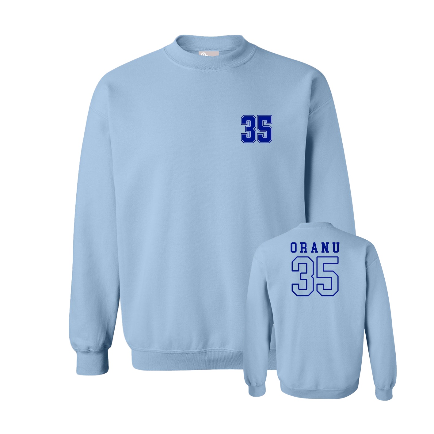 Fleece Crew — Chest Back in Light Blue