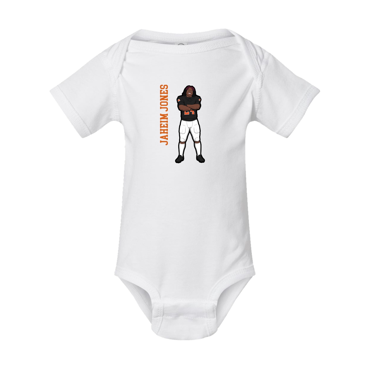 Baby Onesie — Name Vertical in White