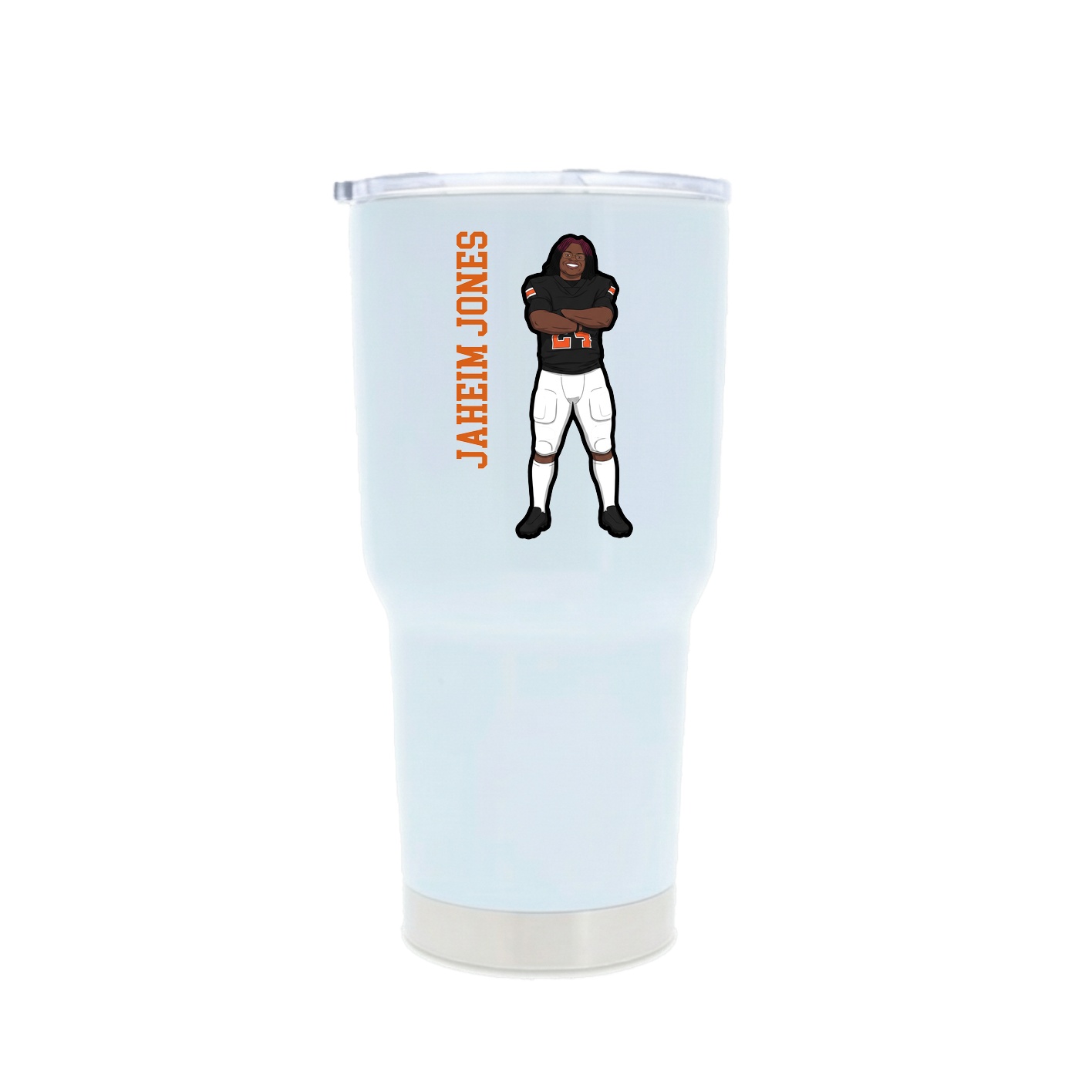 30oz Stainless Steel Tumbler — Name Vertical in White