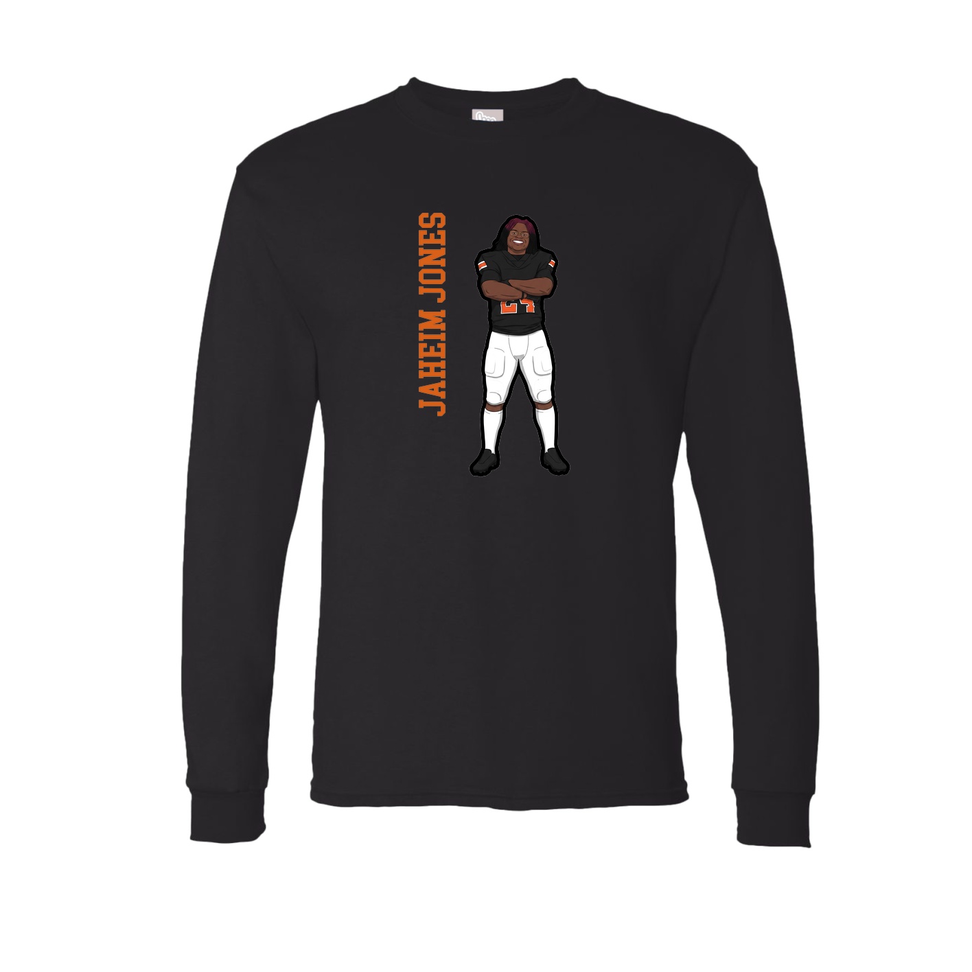 Long Sleeve Tee — Name Vertical in Black