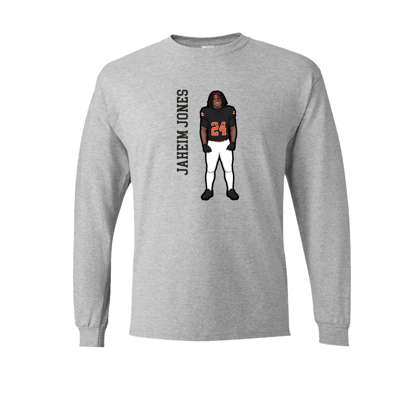 Long Sleeve Tee — Name Vertical in Grey