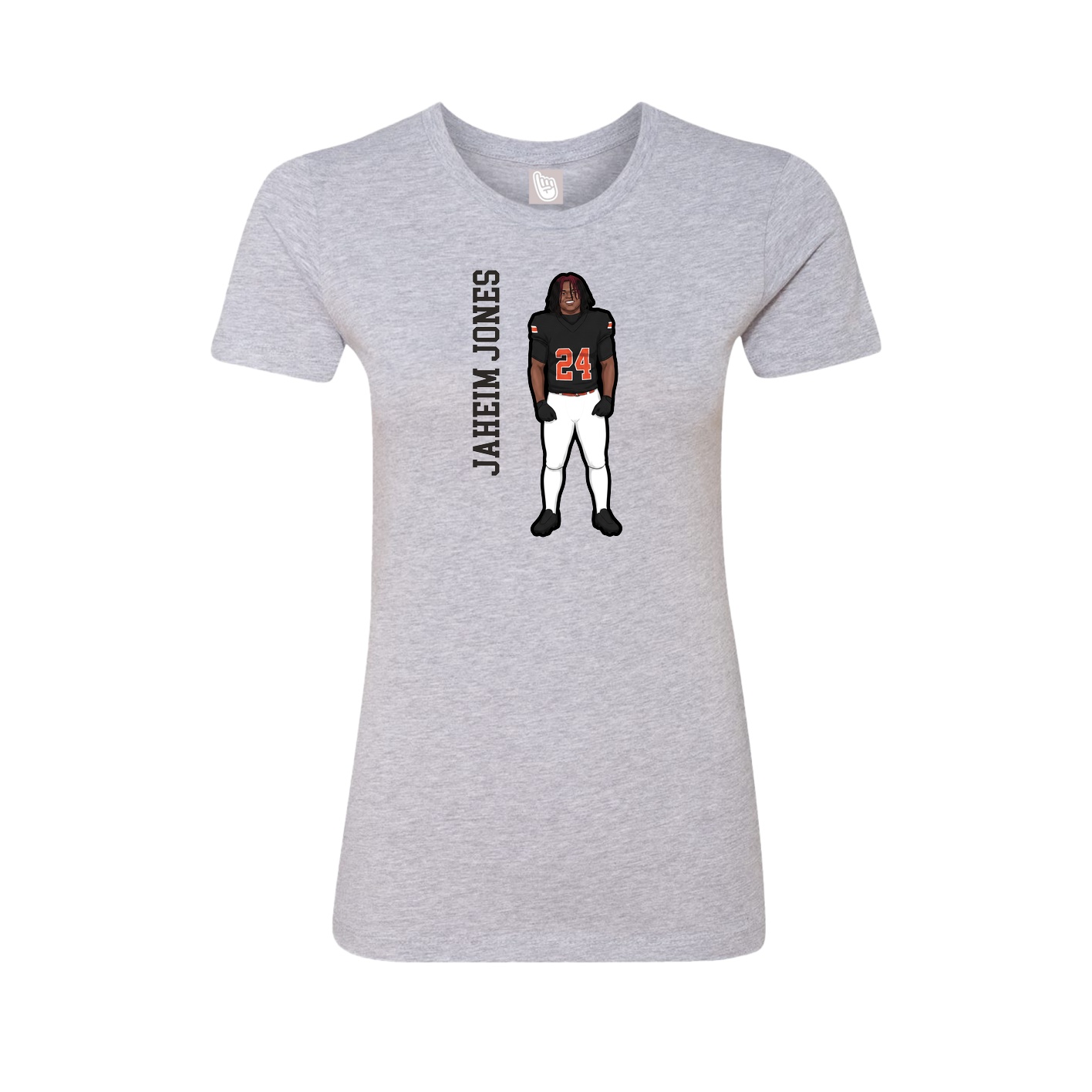 Fitted Women's Tee — Name Vertical in Grey