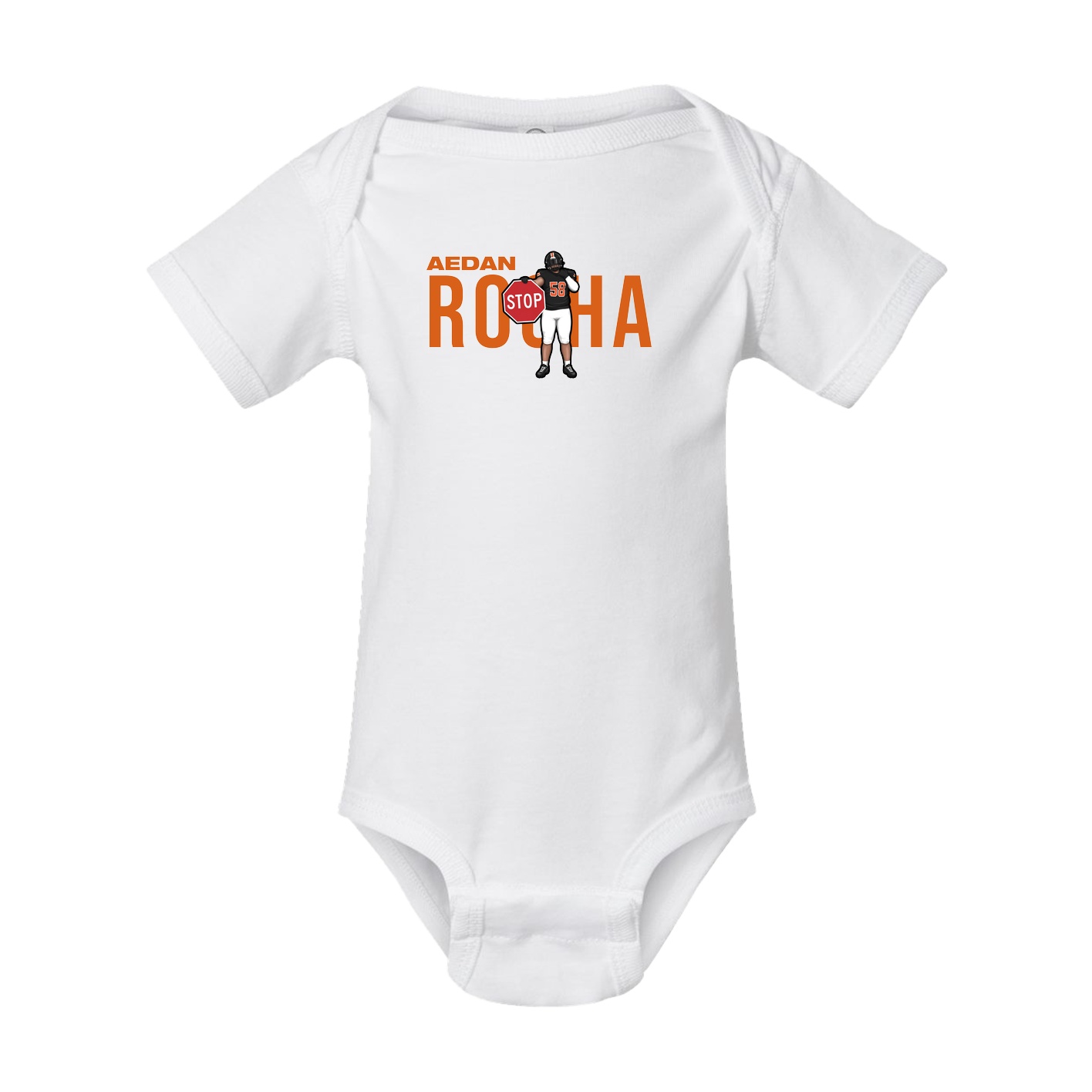 Baby Onesie — Player Name in White