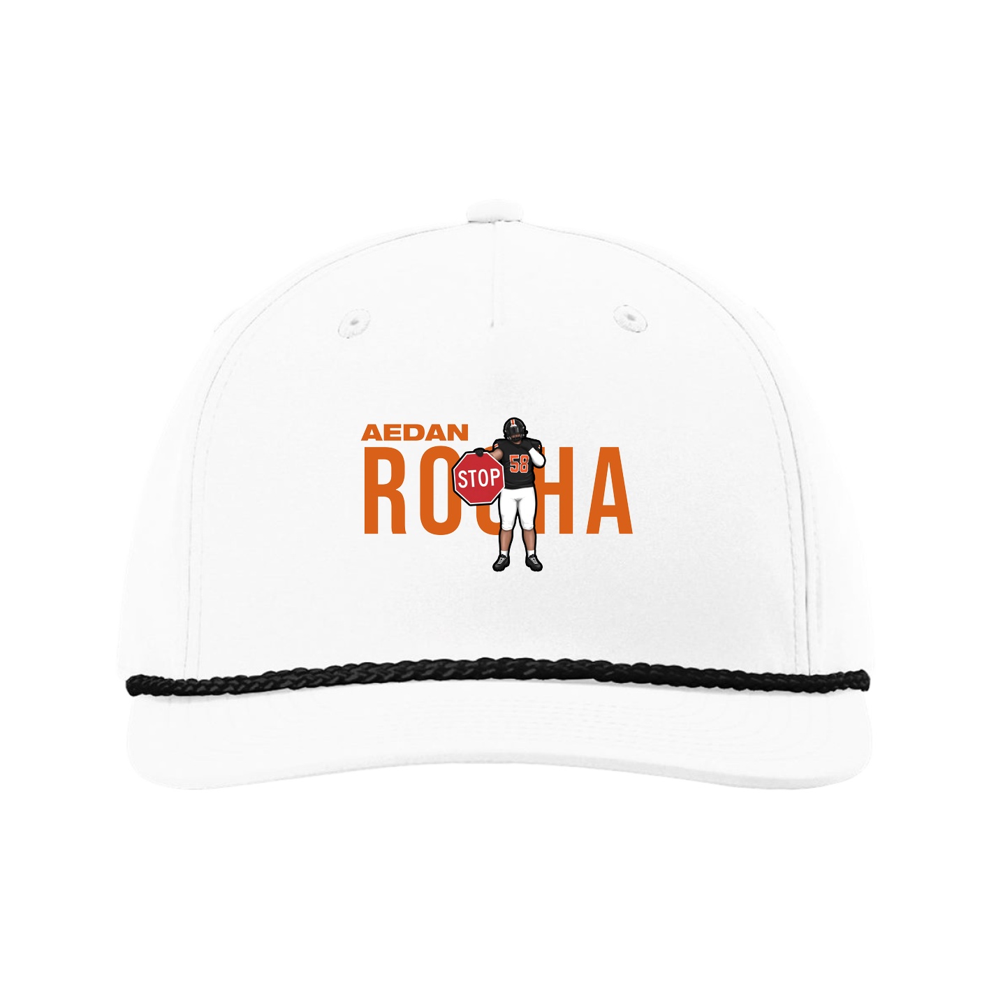 Five-Panel Classic Rope Cap — Player Name in White