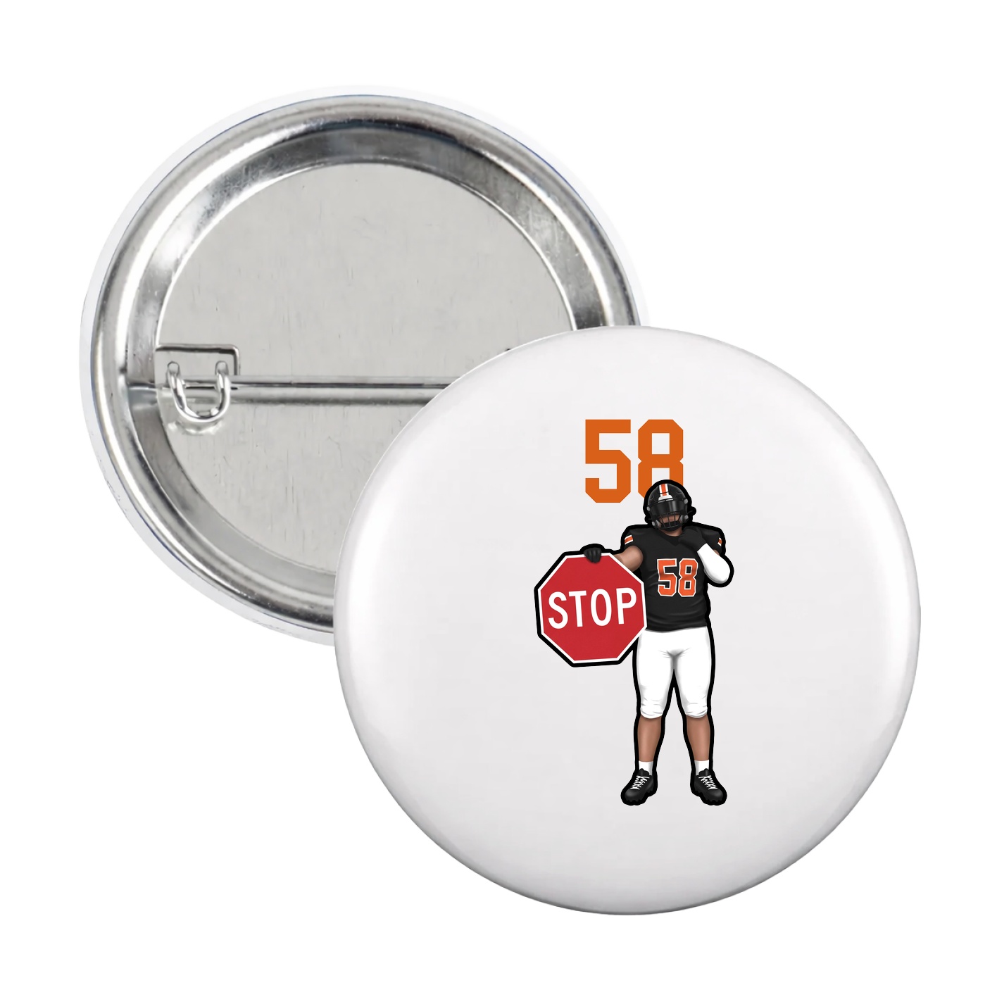 Game Day Button — Number Top in White