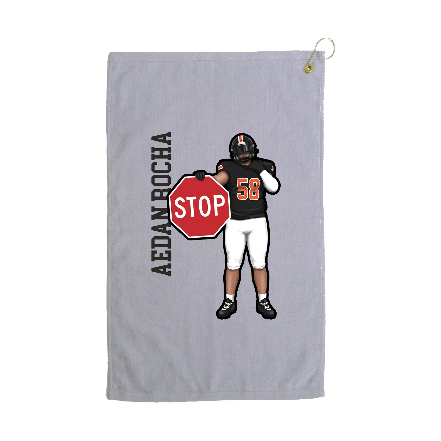 Golf Towel — Name Vertical in Grey